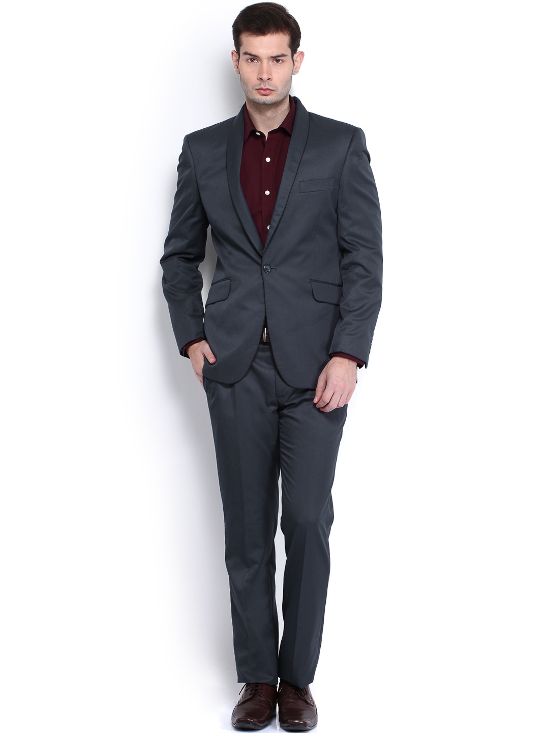 

Arrow New York Men Charcoal Grey Single-Breasted Body Tailored Fit Suit