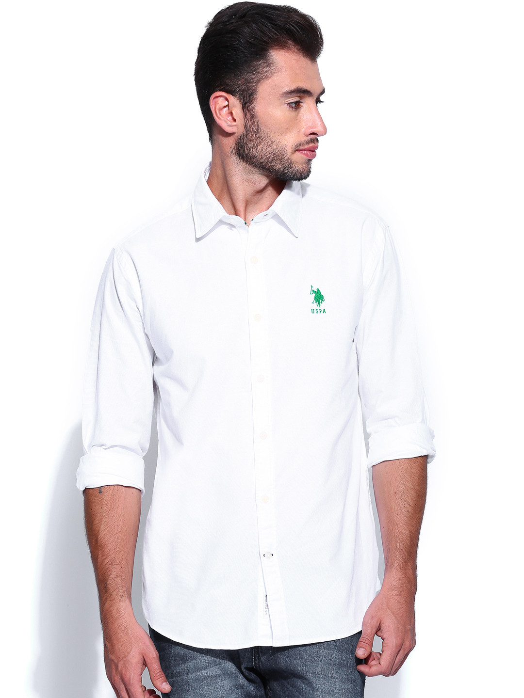 

U.S. Polo Assn. Men White Tailored Fit Casual Shirt