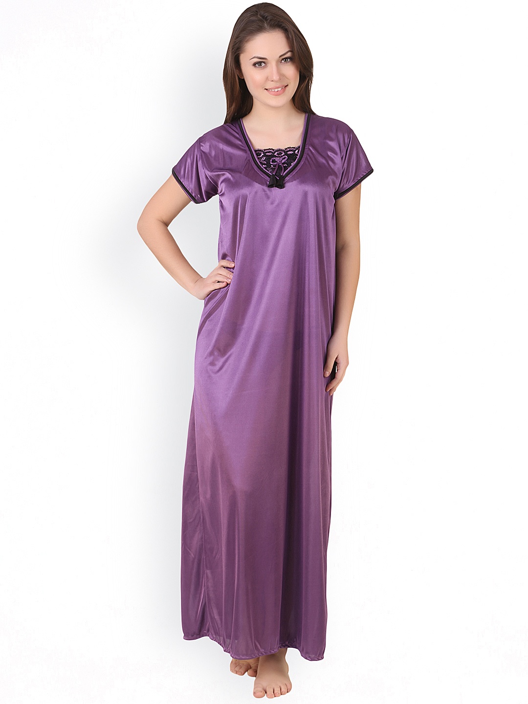 

Masha Purple Satin Nightdress NT15-271