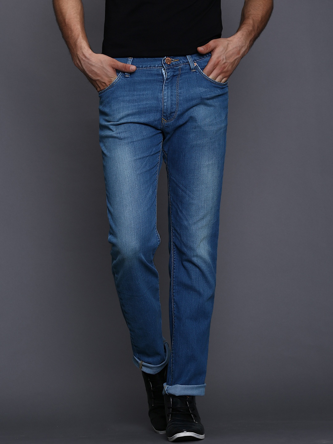 Myntra WROGN Men Blue Skinny Fit Jeans 650055 | Buy Myntra WROGN Jeans ...