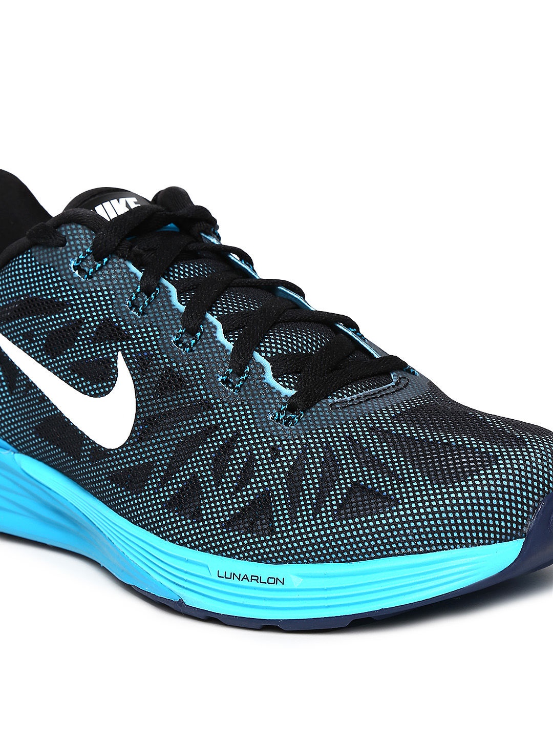 Myntra Nike Men Black & Turquoise Blue WMNS Lunarglide 6 Running Shoes ...