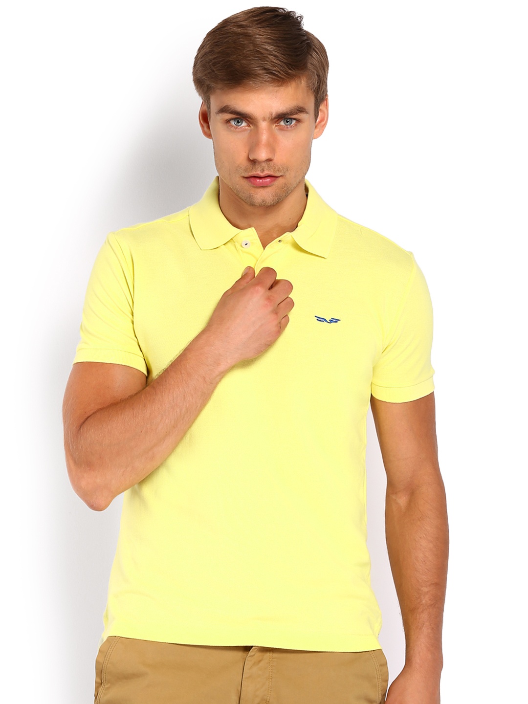 

Status Quo Men Yellow Polo Pure Cotton T-shirt