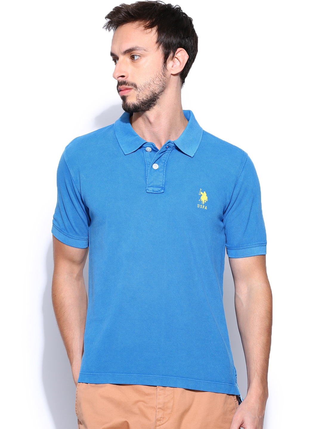

U.S. Polo Assn. Men Blue Polo Pure Cotton T-shirt