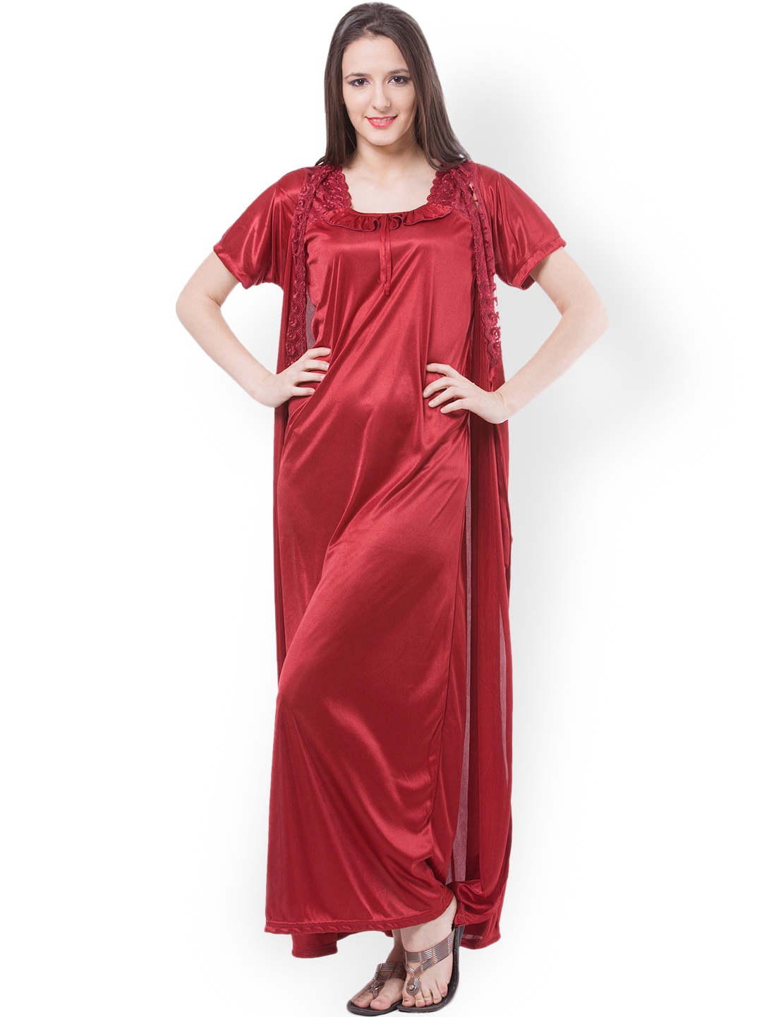 

Fasense Maroon Nightdress Set DP117C2