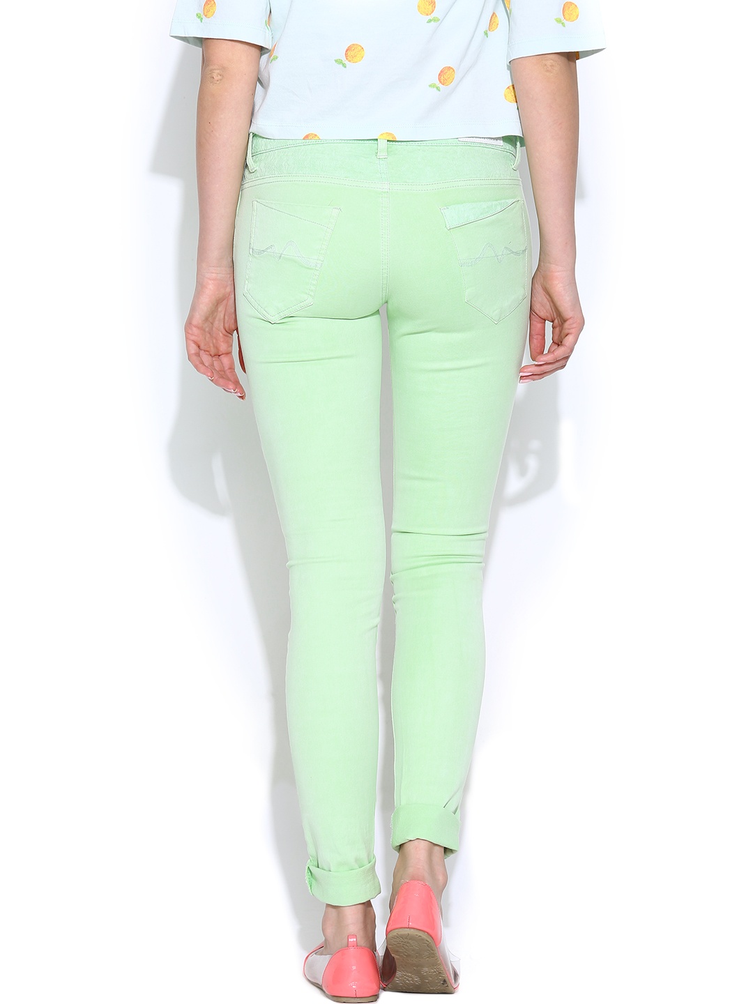 Myntra Pepe Jeans Women Mint Green Skinny Jeans 699547 | Buy Myntra ...