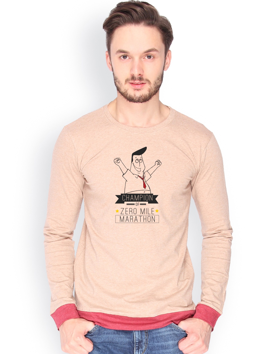 

Campus Sutra Men Brown Printed T-shirt