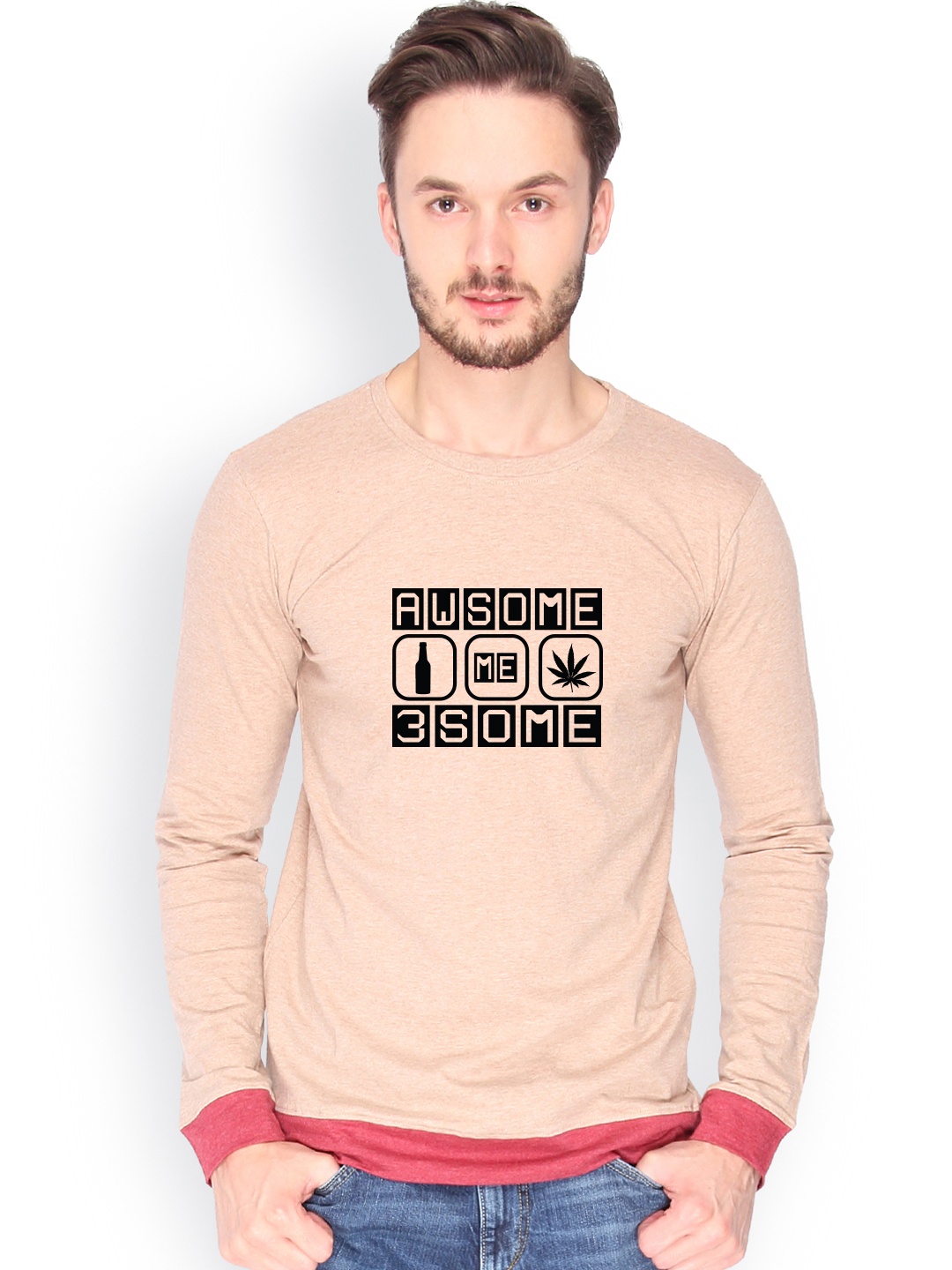 

Campus Sutra Men Brown Printed T-shirt