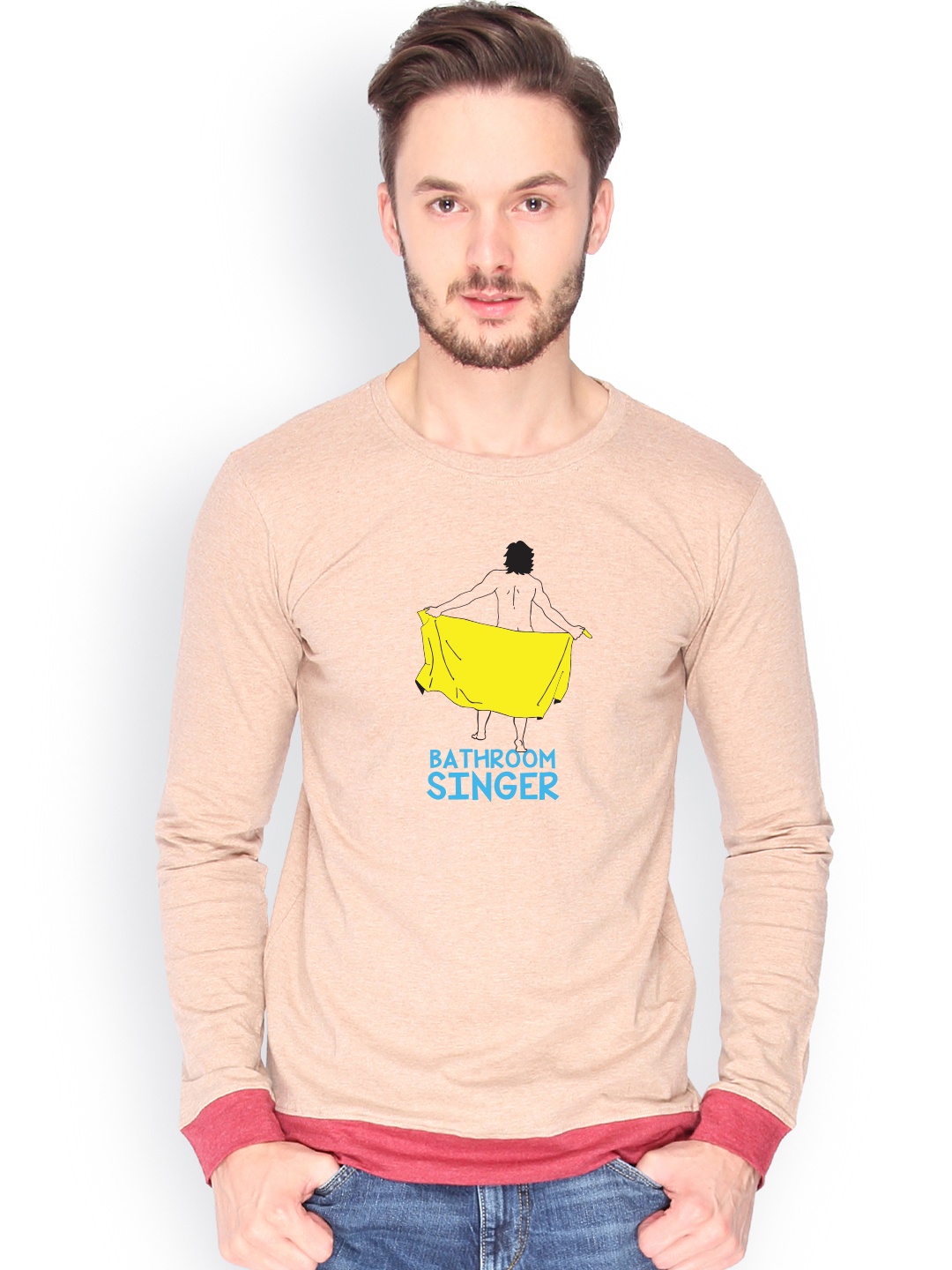 

Campus Sutra Men Brown Printed T-shirt