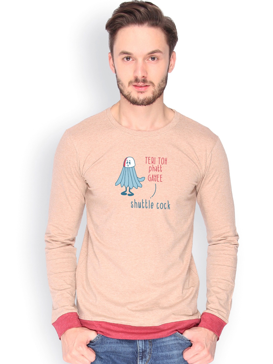 

Campus Sutra Men Brown Printed T-shirt