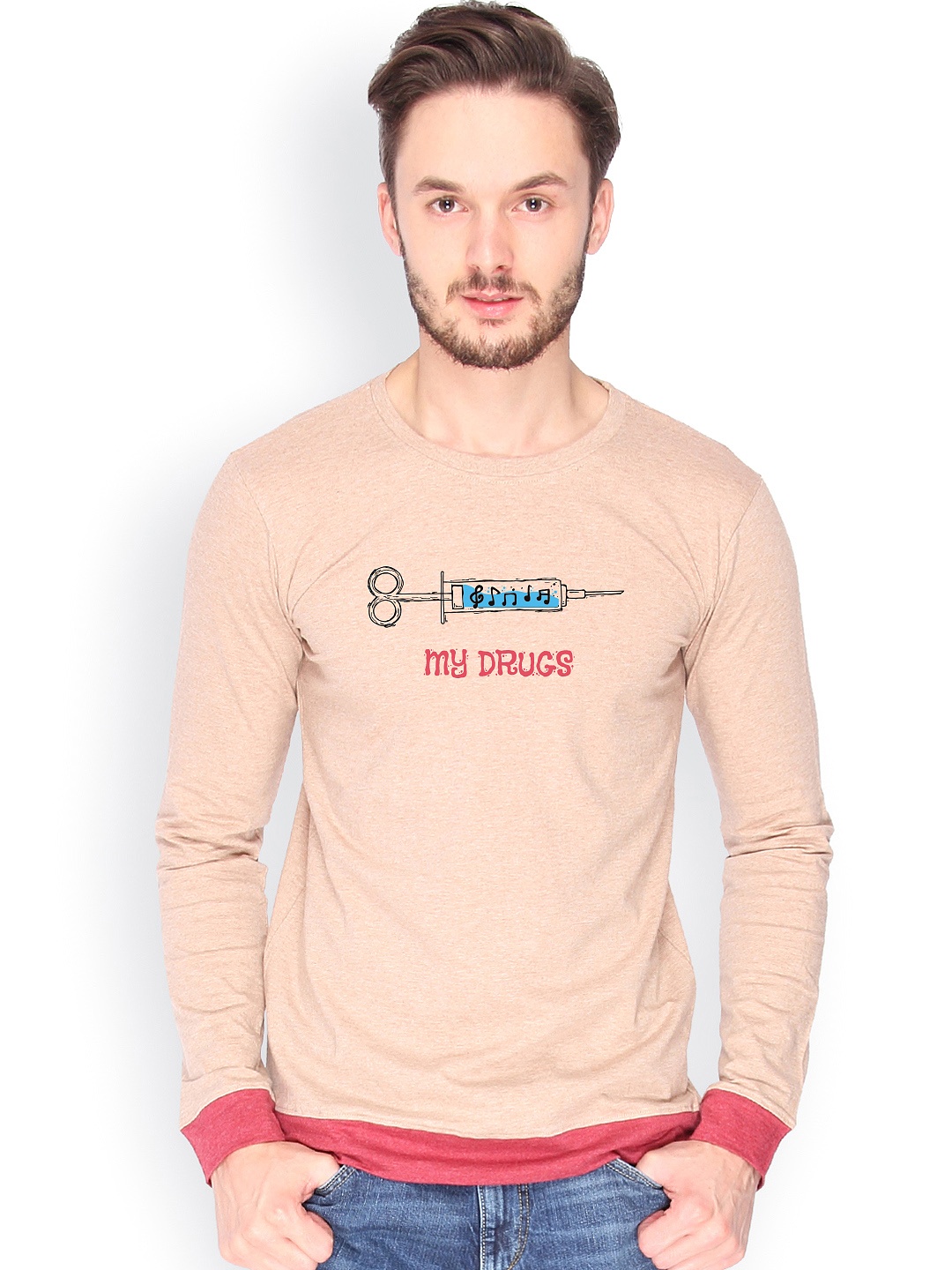 

Campus Sutra Men Brown Printed T-shirt