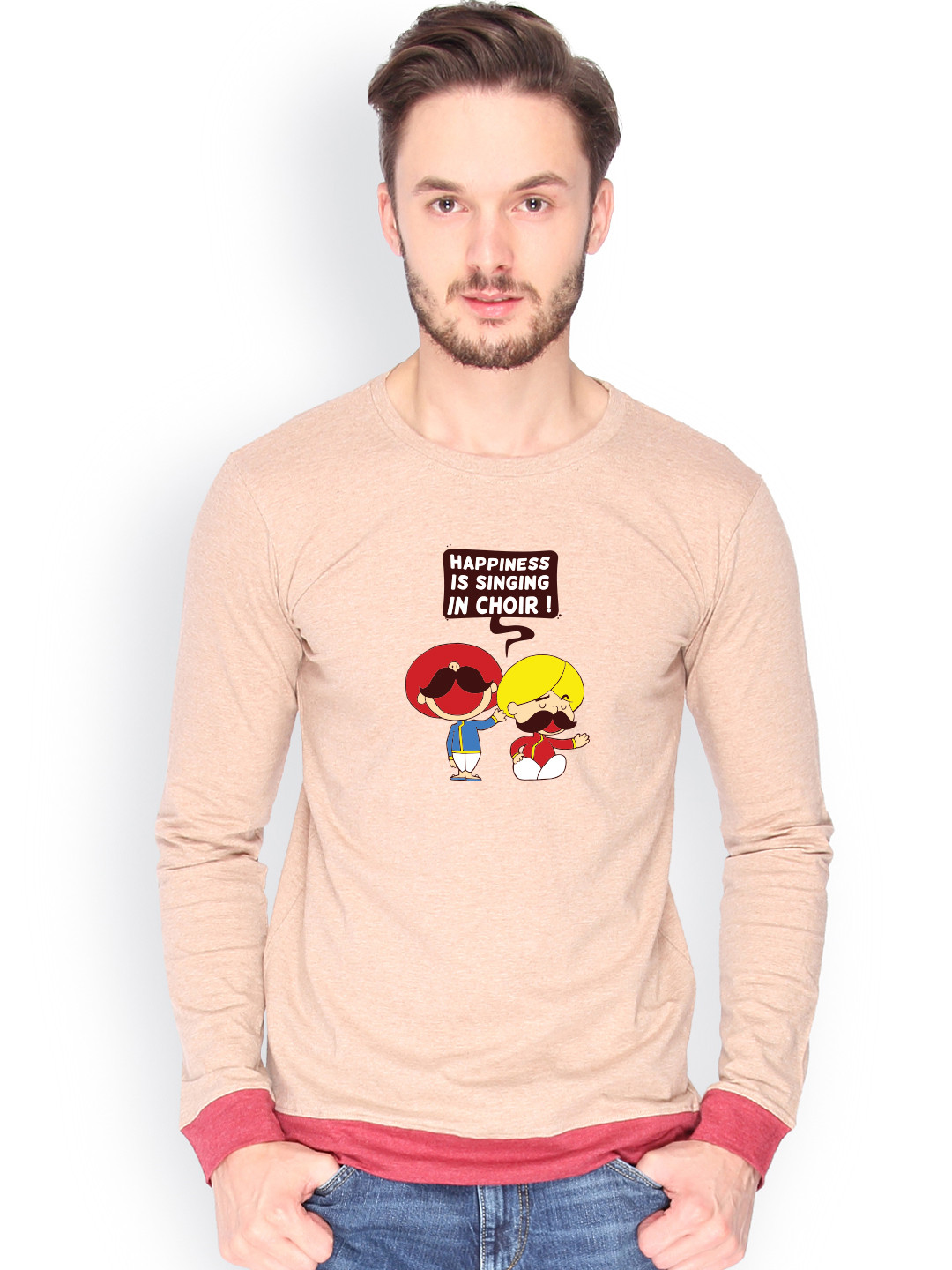 

Campus Sutra Men Brown Printed T-shirt