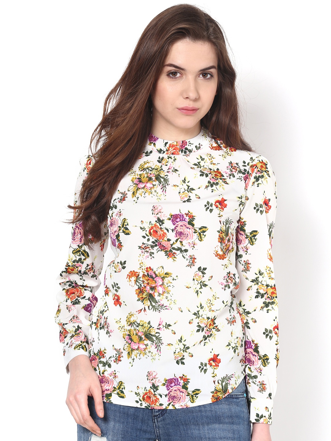 

Harpa Women White Floral Printed Top