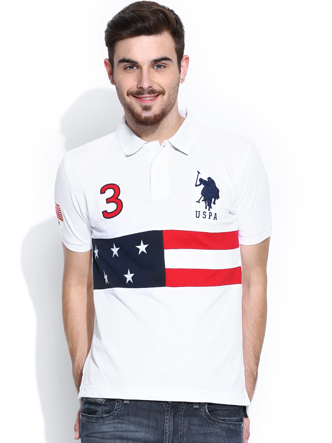 

U.S. Polo Assn. Men White Polo Pure Cotton T-shirt