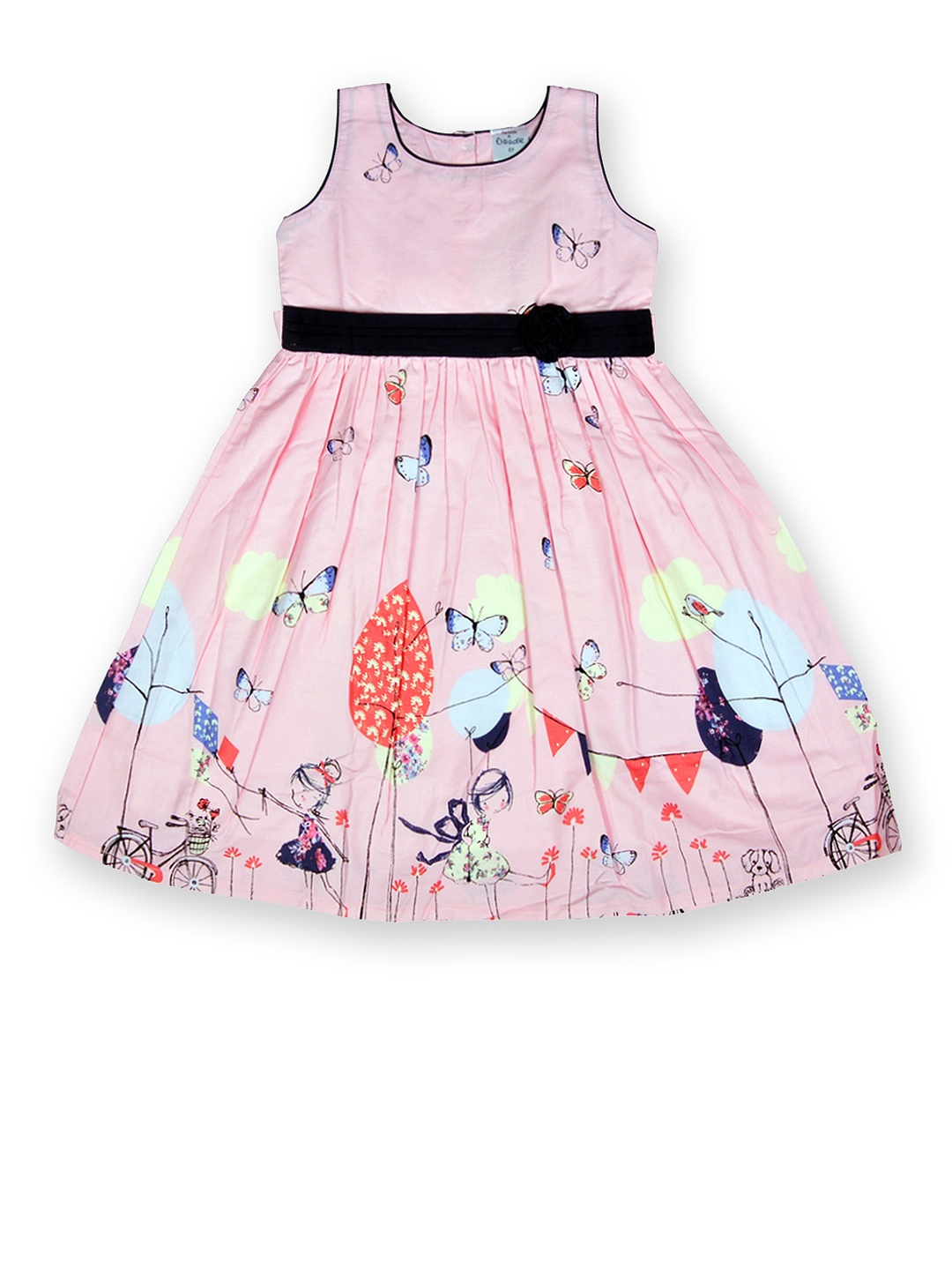 Myntra Flap Doodle by Doodle Girls Pink Printed Fit & Flare Dress ...