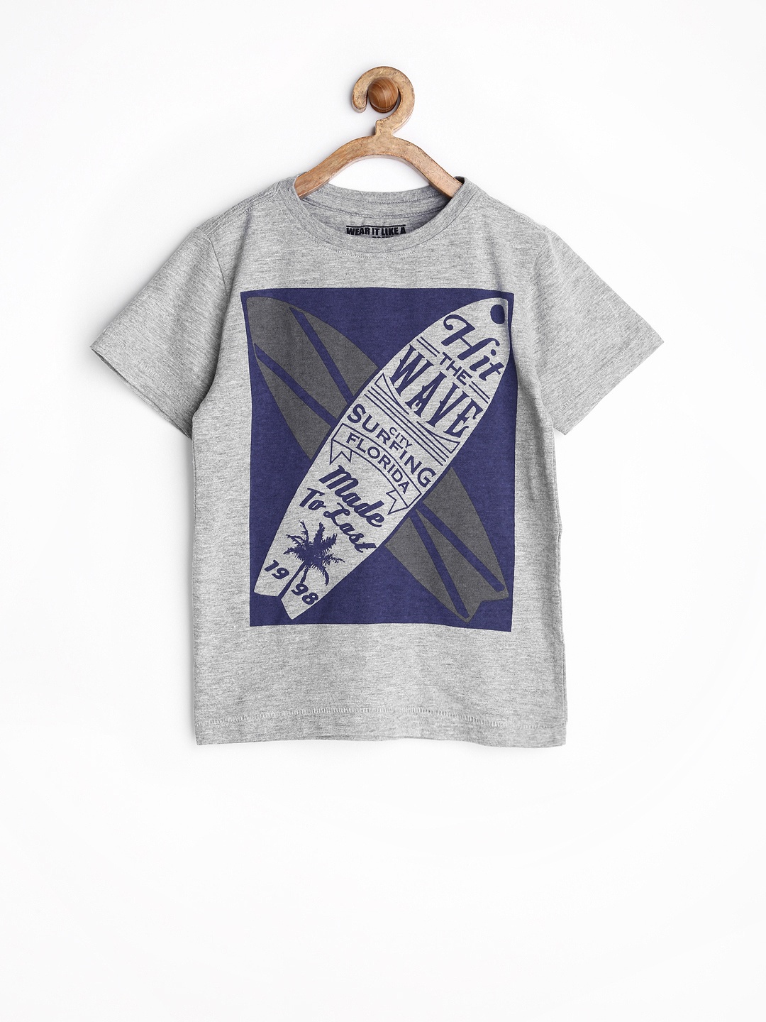 

Rockstar by Flying Machine Boys Grey Printed Pure Cotton T-shirt