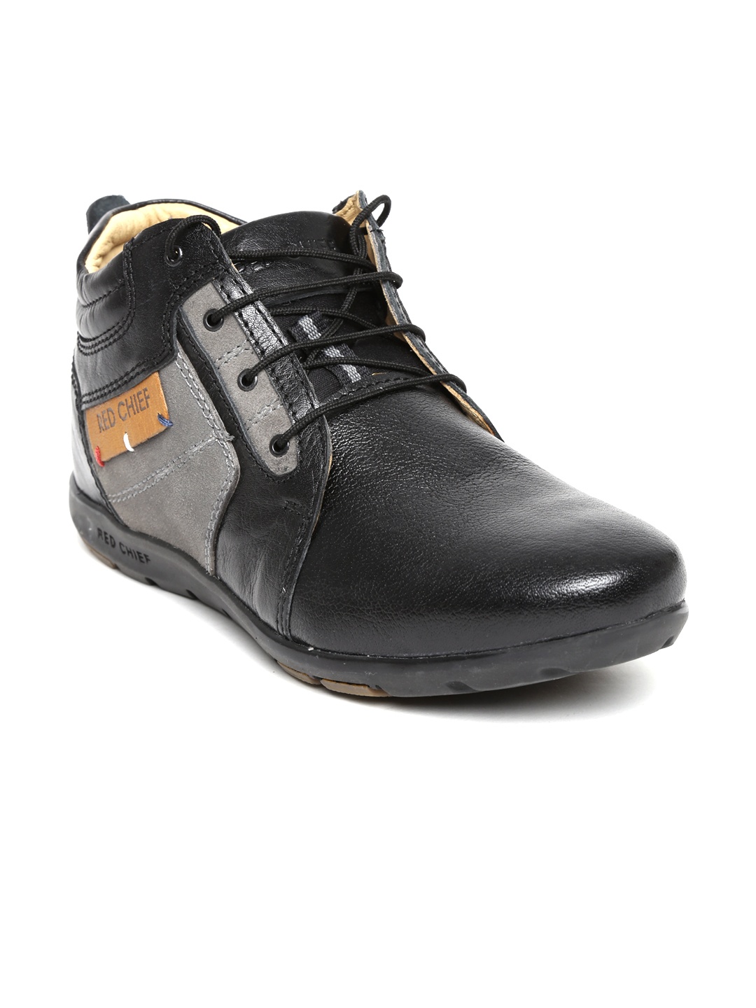 

Red Chief Men Black Leather Casual Shoes