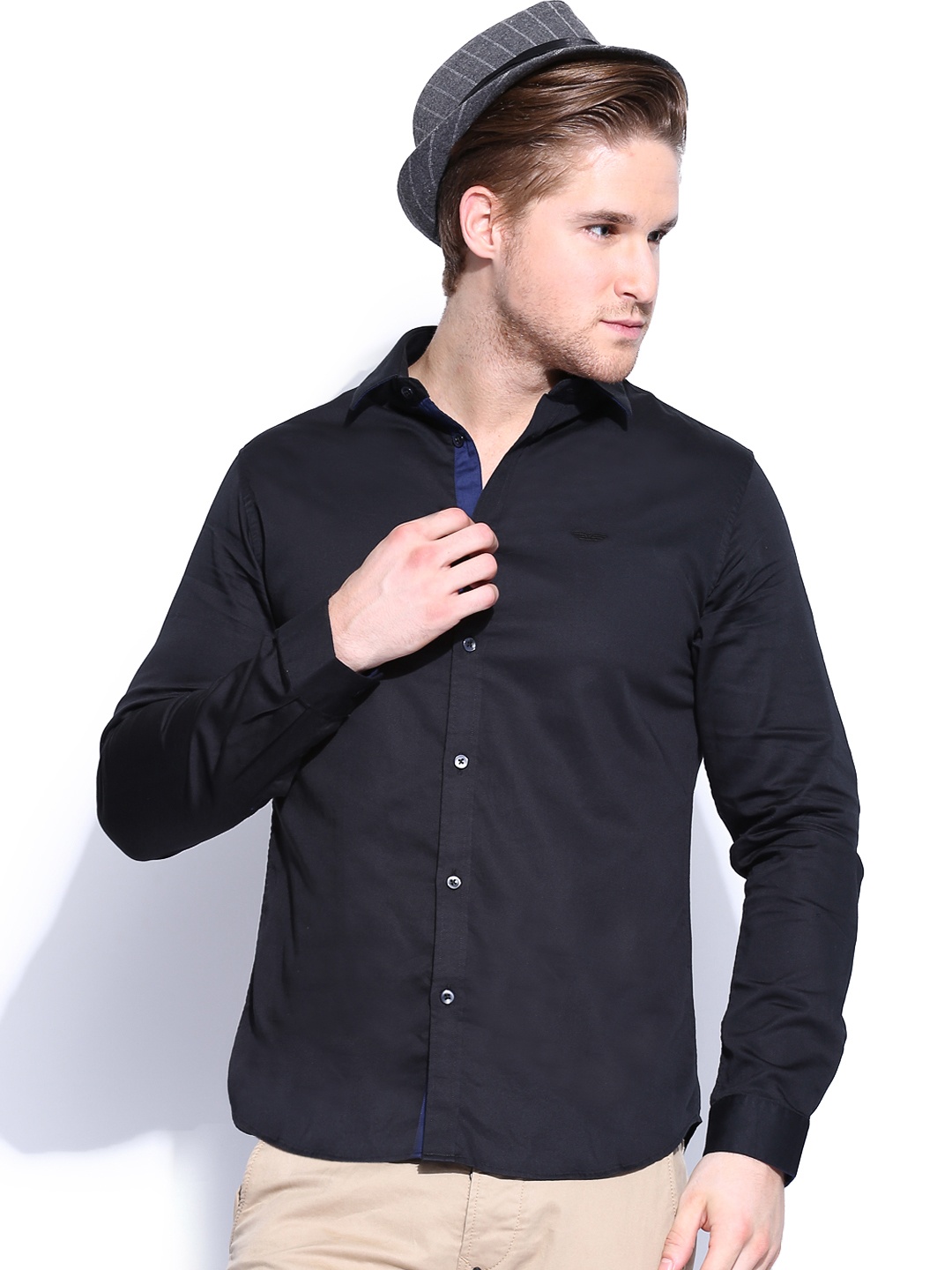 

Flying Machine Men Black Slim Fit Casual Shirt