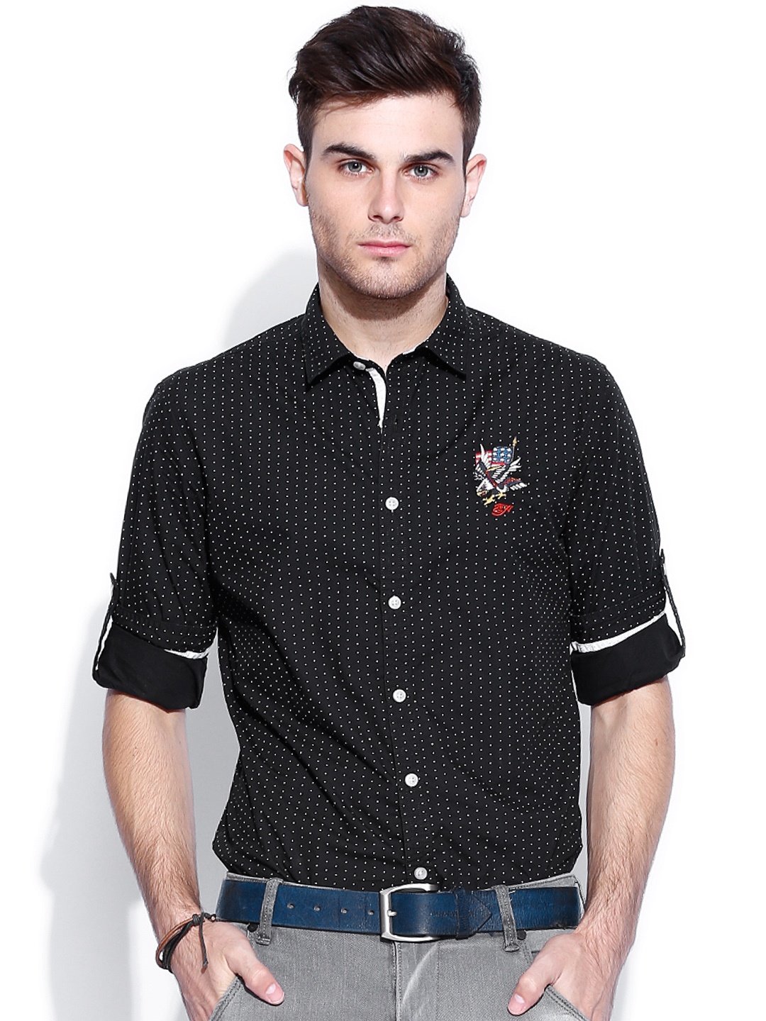 

Ed Hardy Black Printed Slim Fit Casual Shirt