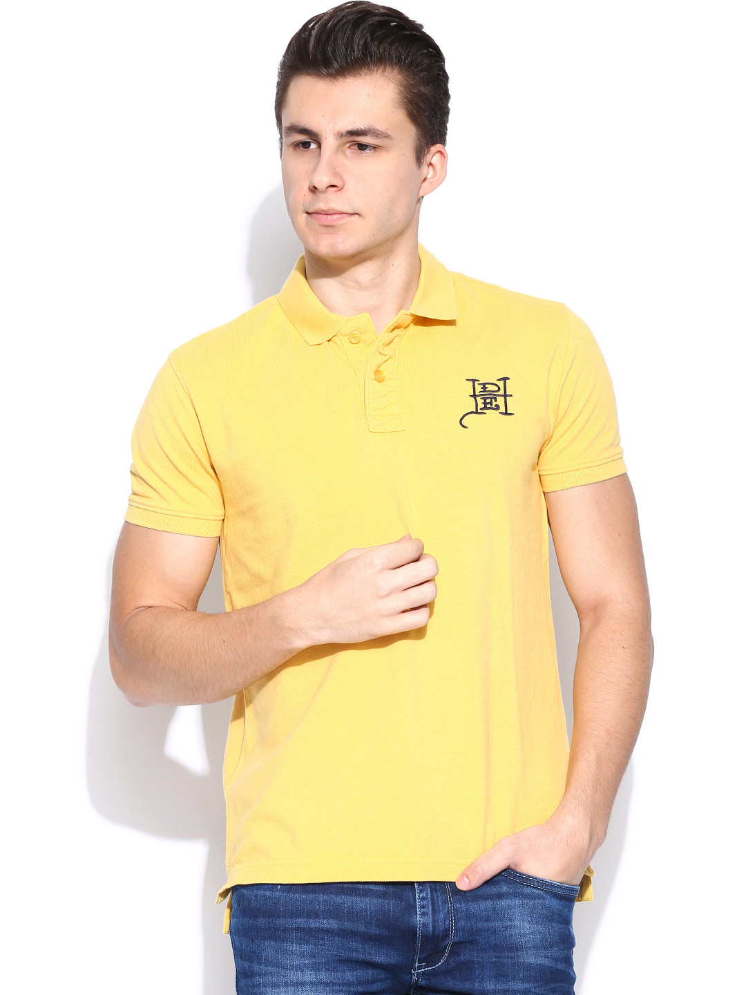 

Ed Hardy Yellow Printed Polo Pure Cotton T-shirt