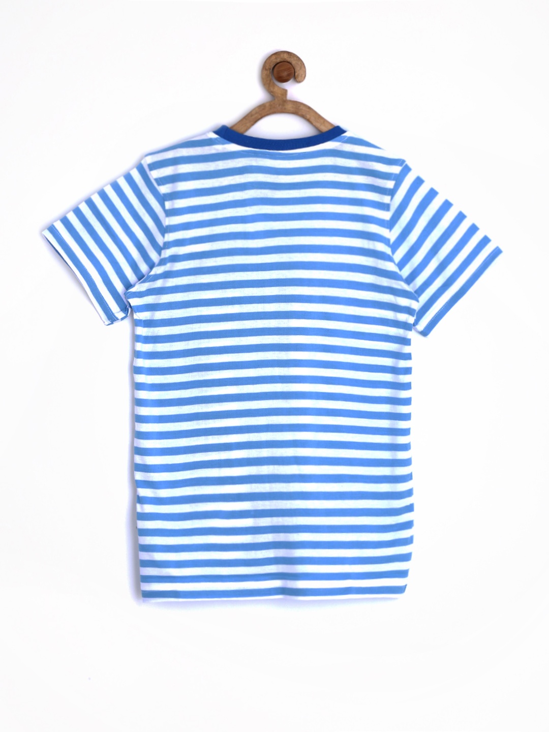 Myntra Allen Solly Junior Boys Light Blue & White Striped T-shirt ...
