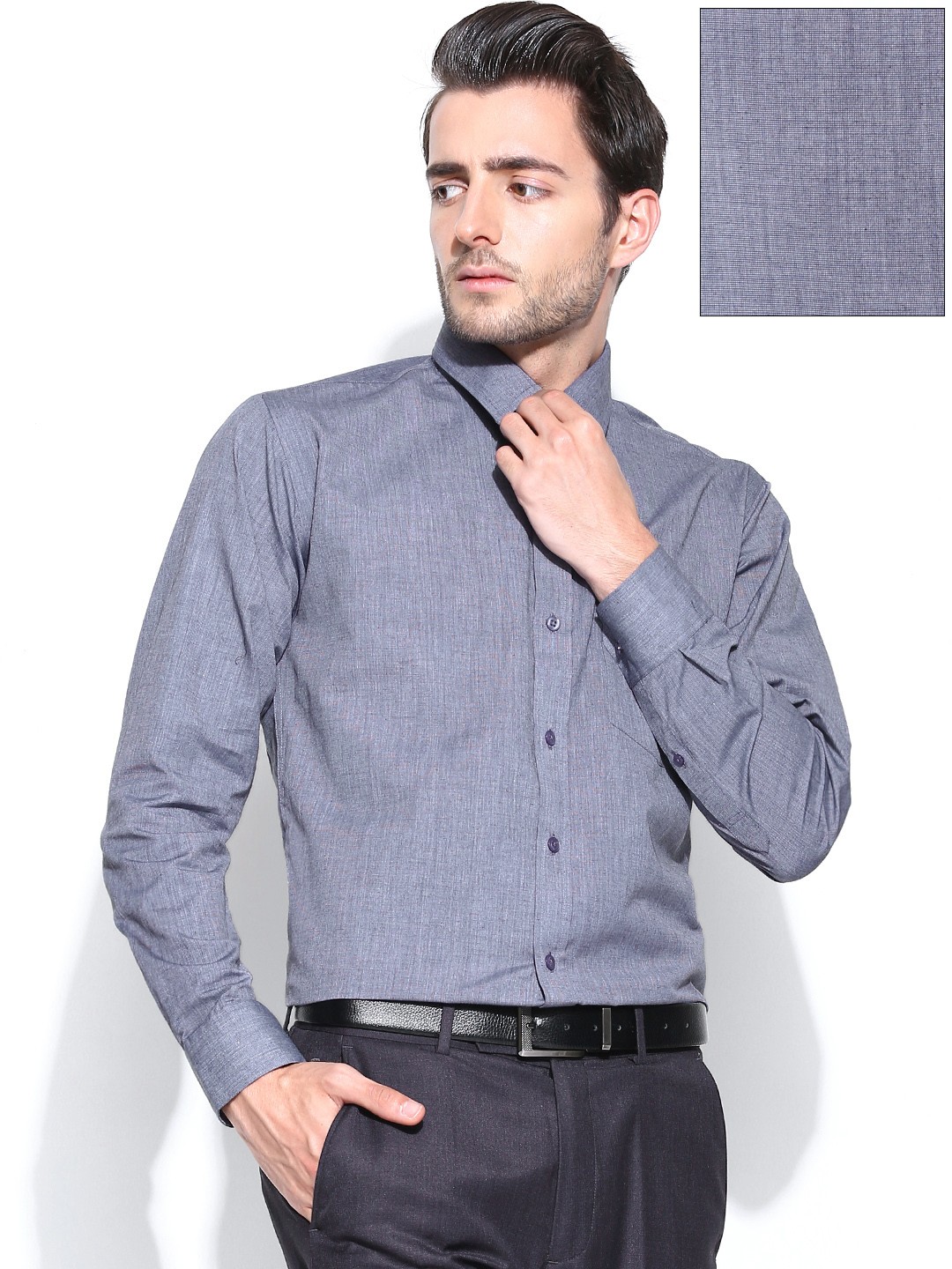 

Hancock Men Blue Slim Fit Formal Shirt