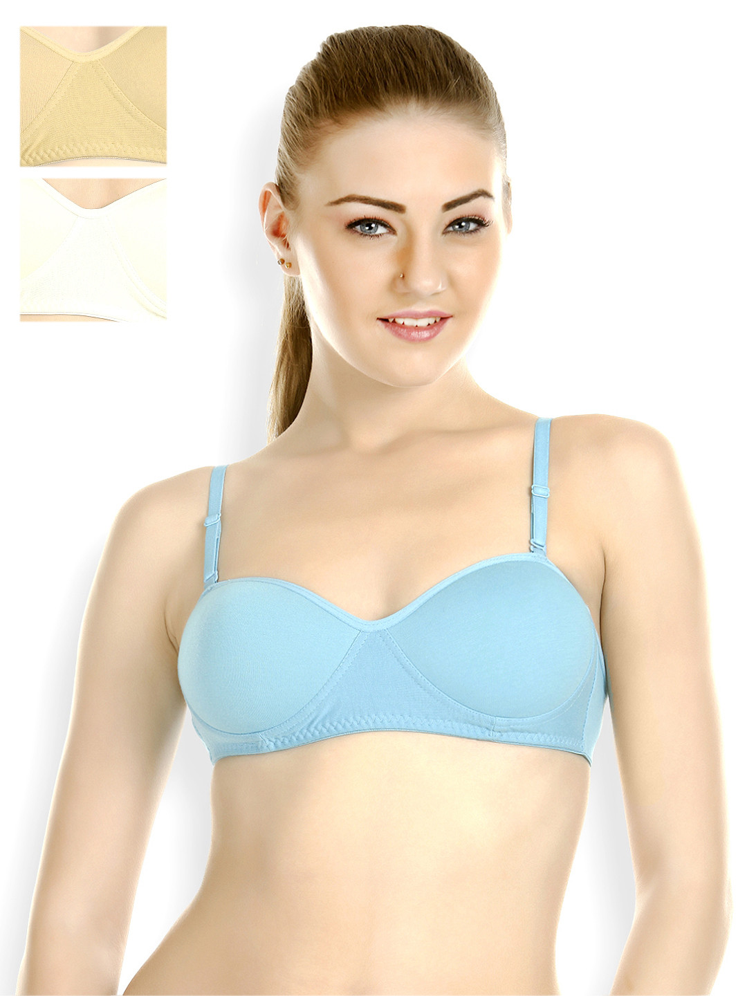 

Tweens Pack of 3 Demi Cup T-shirt Bras 1201, Turquoise blue