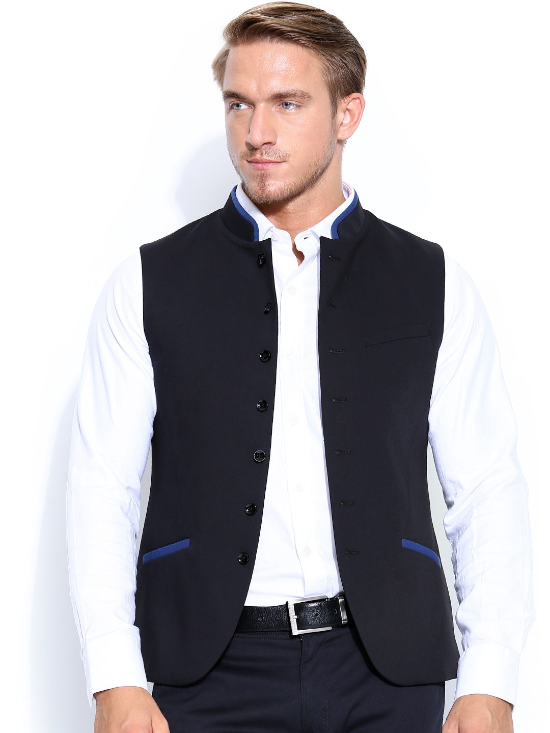 

Blackberrys Men Black Slim Fit Nehru Jacket