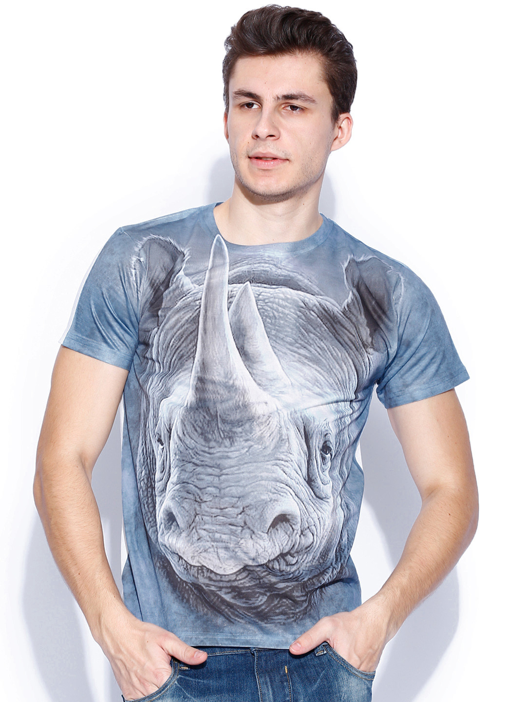 

Ushirts Blue & White Printed T-shirt