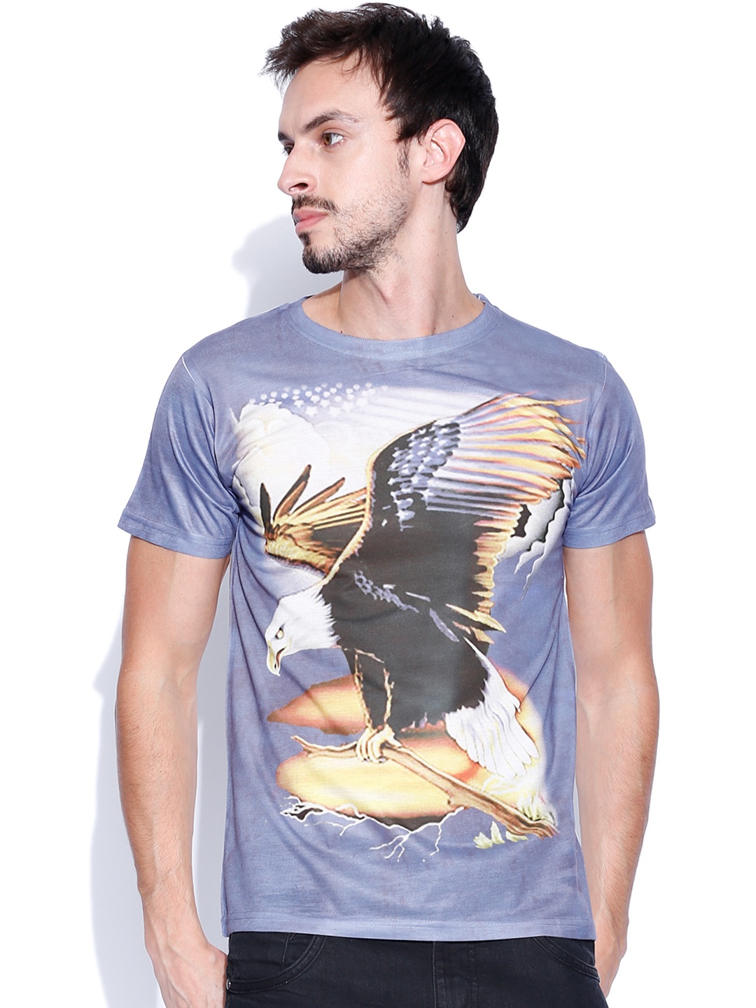 

Ushirts Blue & White Printed T-shirt