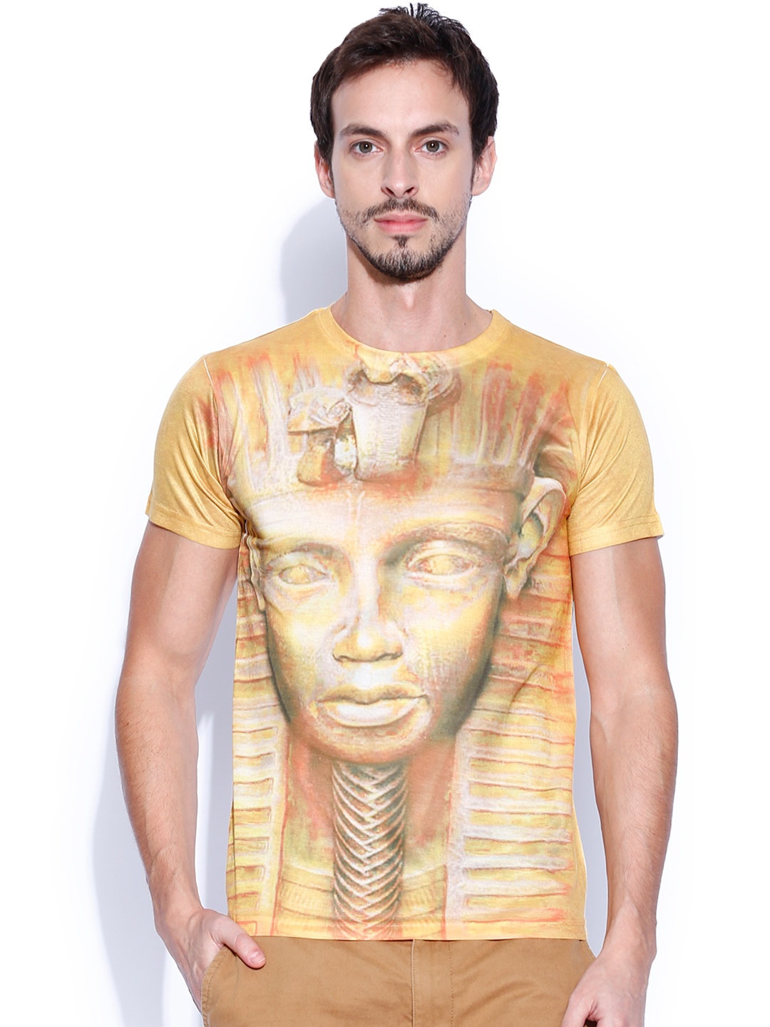 

Ushirts Yellow Printed T-shirt