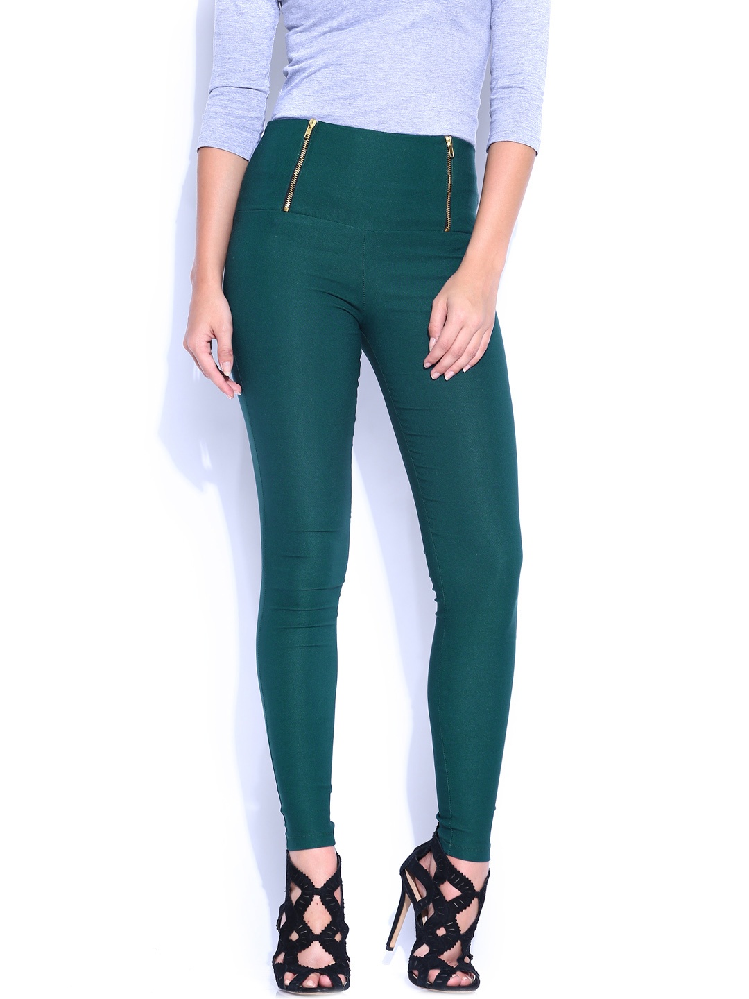 

Miss Chase Teal Green High-Rise Retro Jeggings