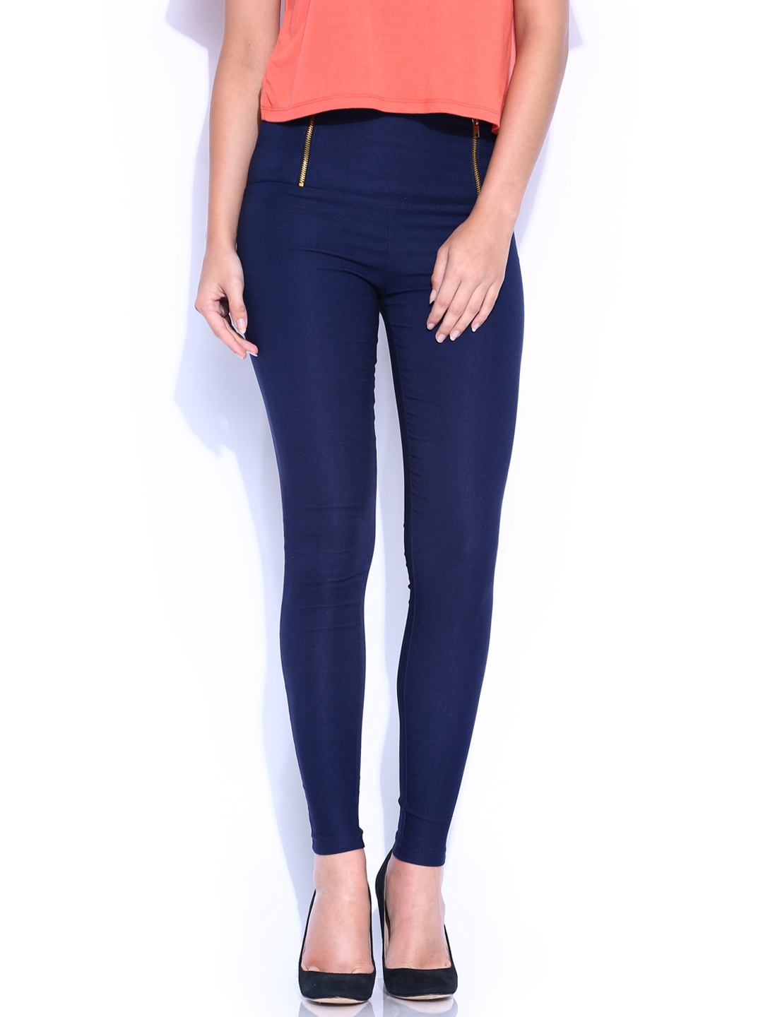 

Miss Chase Women Navy Retro Jeggings, Navy blue