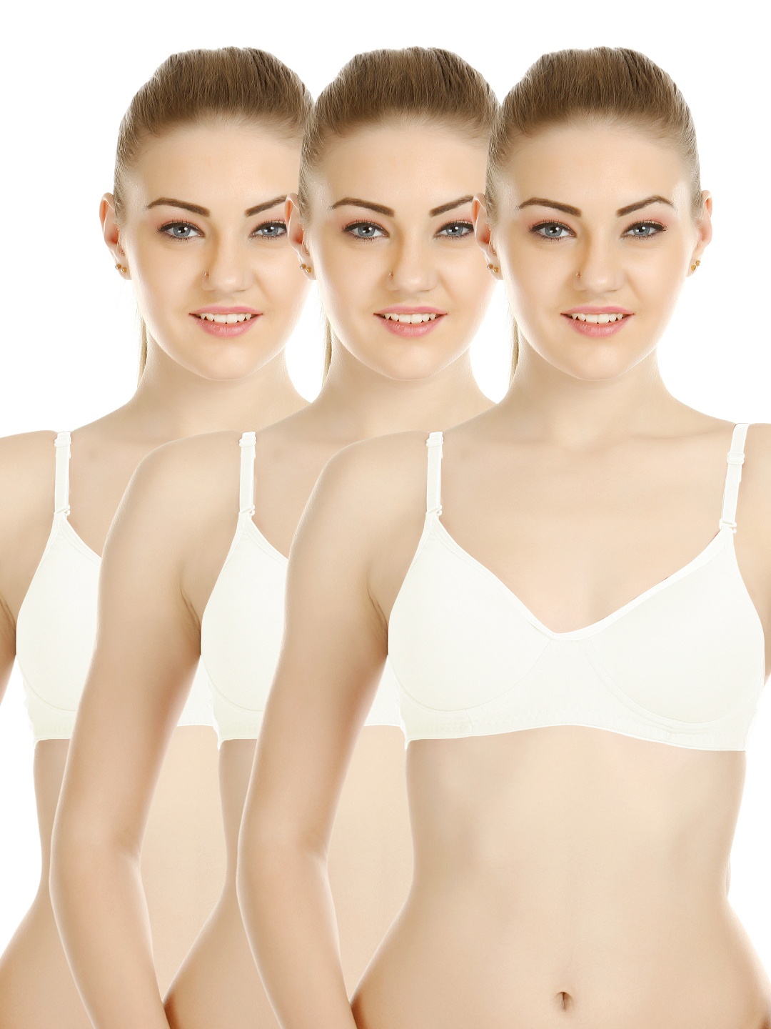 

Tweens Pack of 3 Full Coverage T-shirt Bras TW-1301-3P-OFFW, Off white