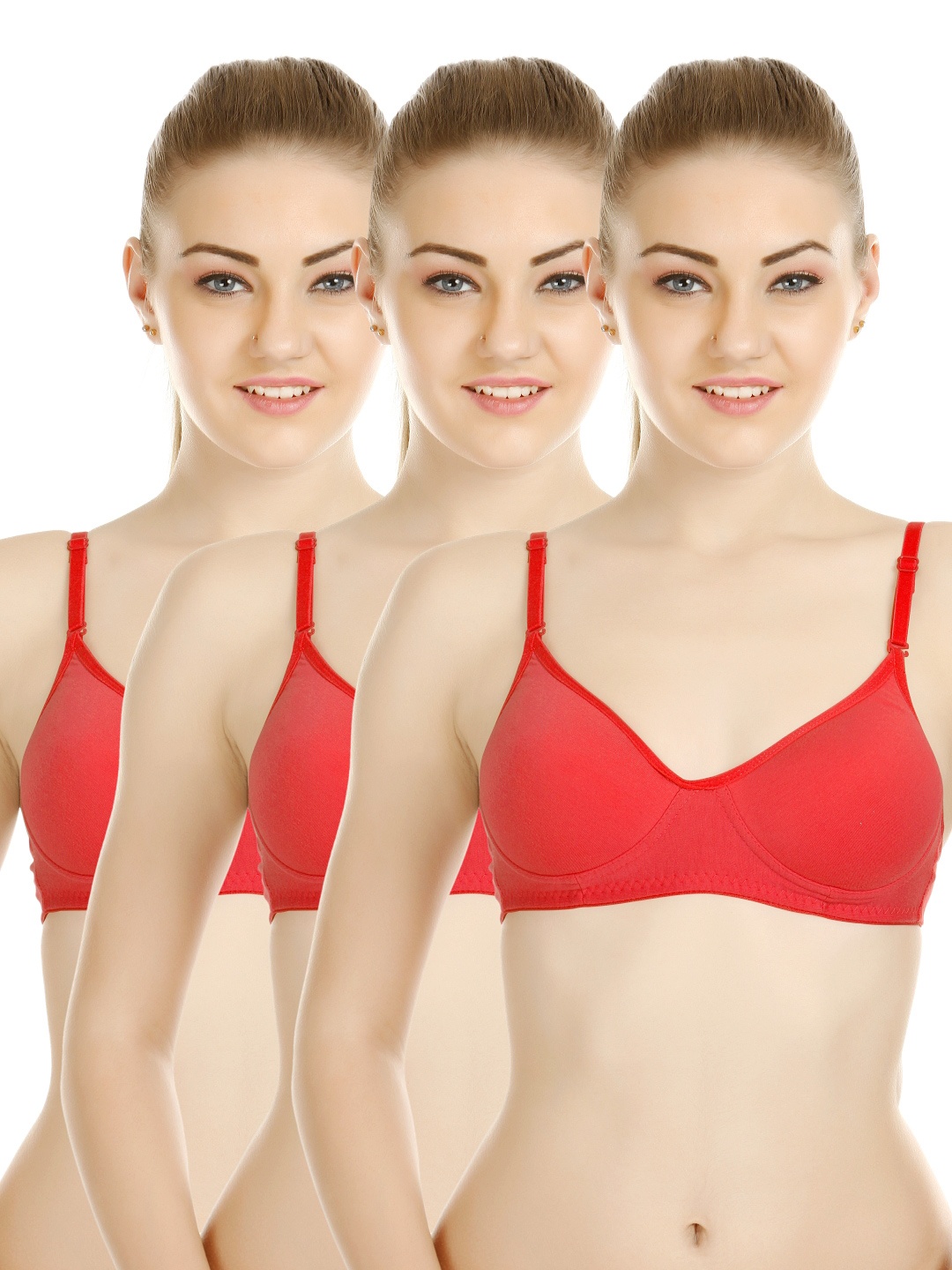 

Tweens Pack of 3 Full Coverage T-shirt Bras 1301, Red