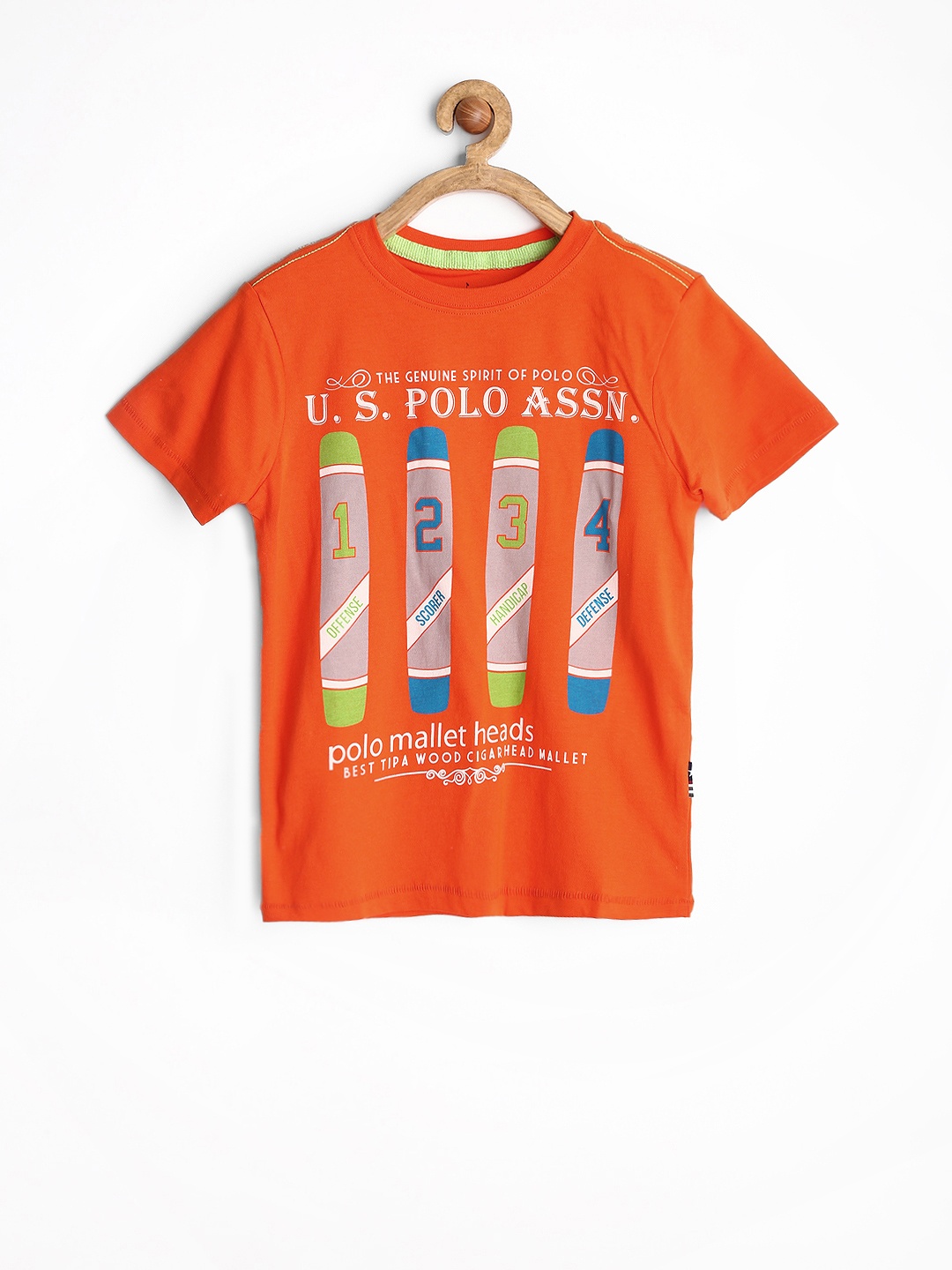 

U.S. Polo Assn. Kids Boys Orange Printed Pure Cotton T-shirt