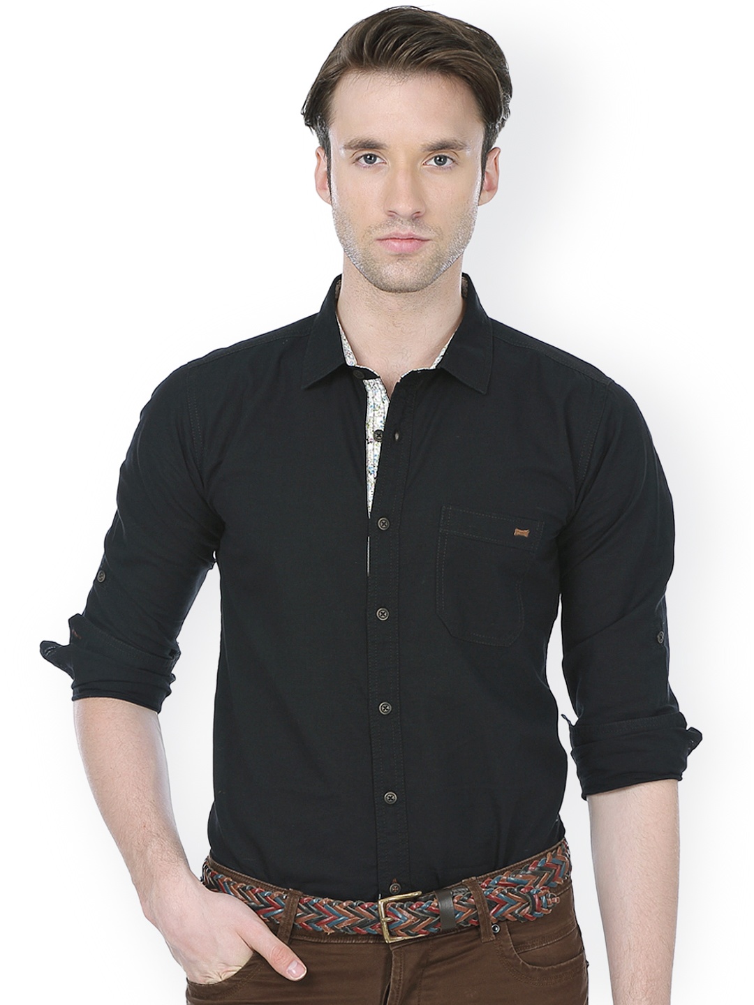 

Basics Men Black Slim Fit Casual Shirt