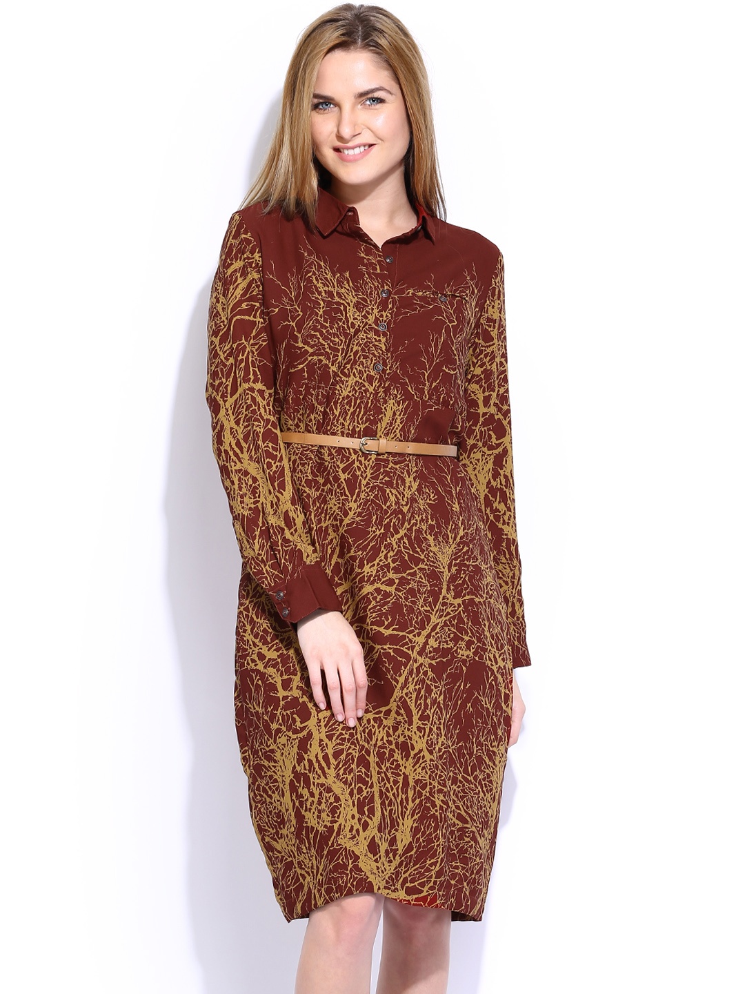 

Tokyo Talkies Brown Printed Shirt Dress