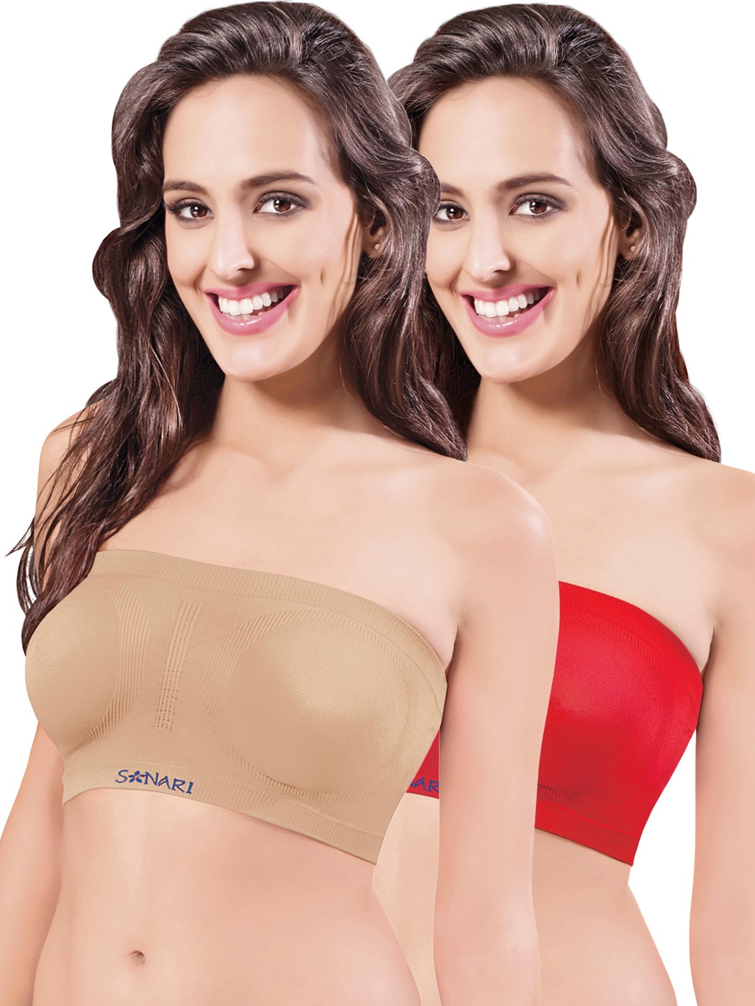 

Sonari Pack of 3 Bandeau Bras, Skin