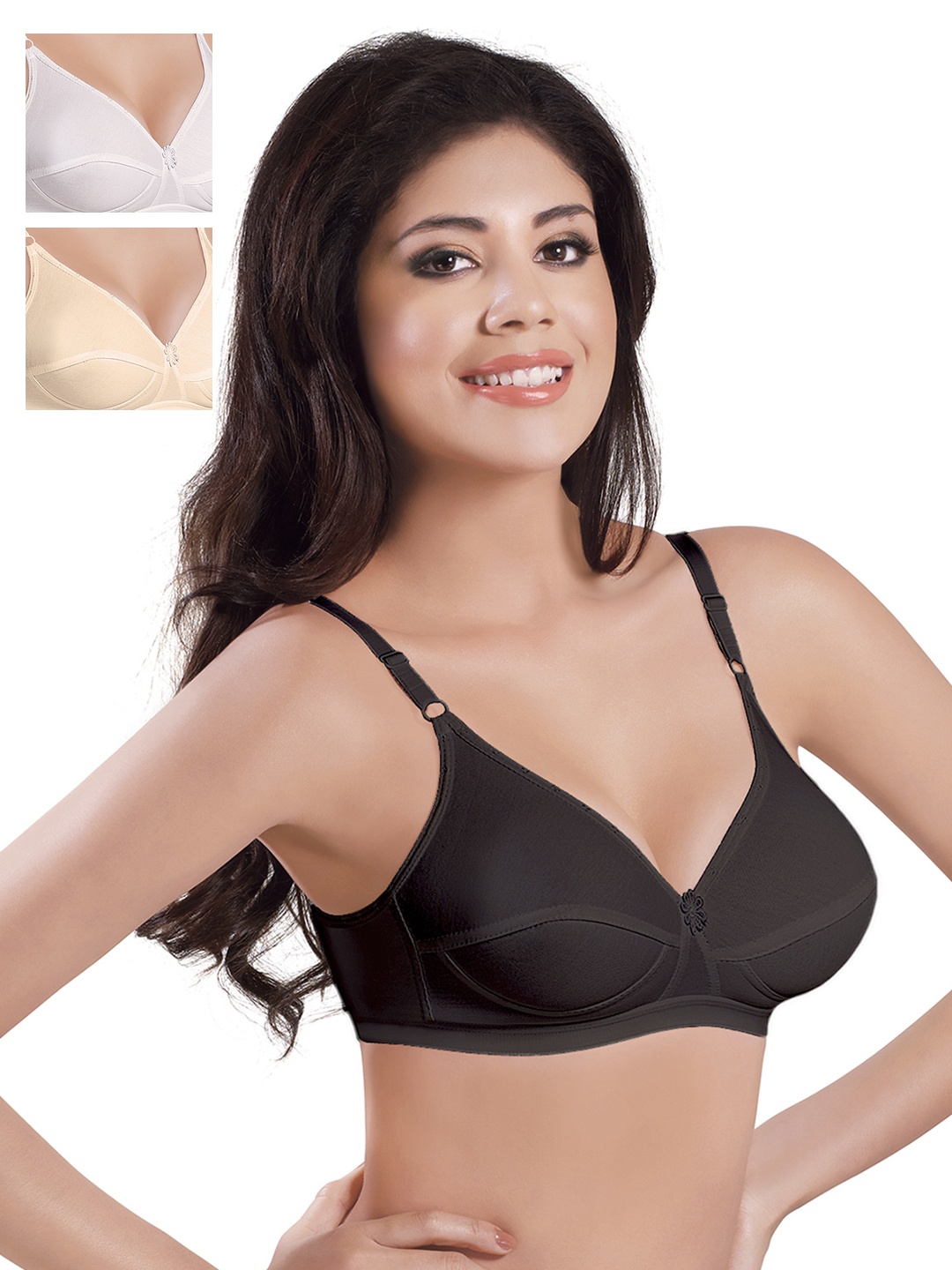 

Sonari Pack of 3 Full-Coverage T-shirt Bras, Black