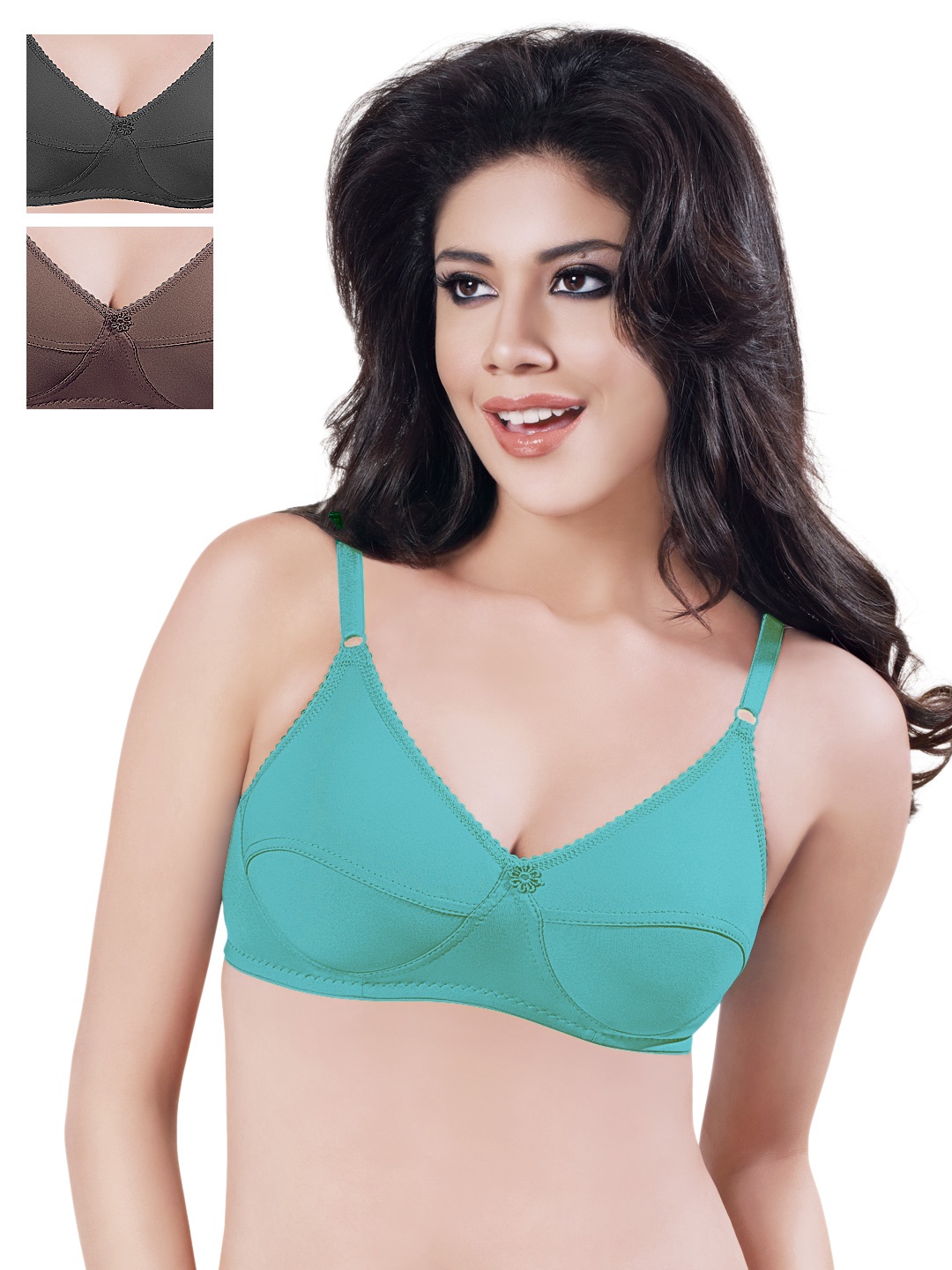 

Sonari Pack of 3 Full-Coverage Bras, Black