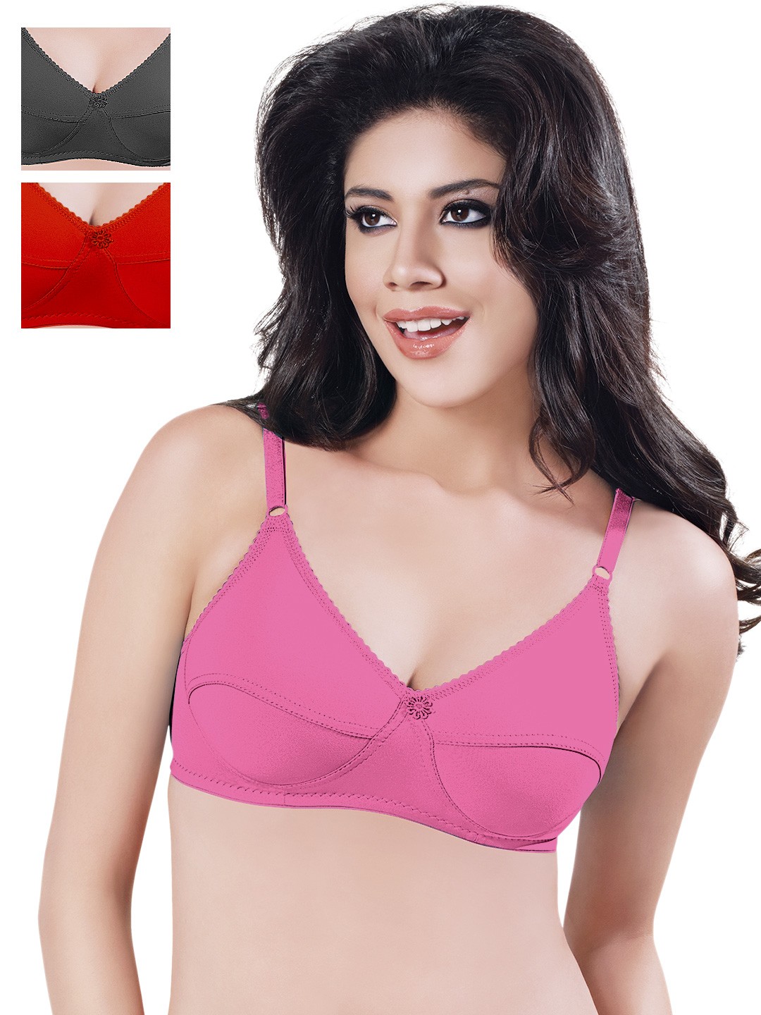 

Sonari Pack of 3 Full-Coverage Bras, Black