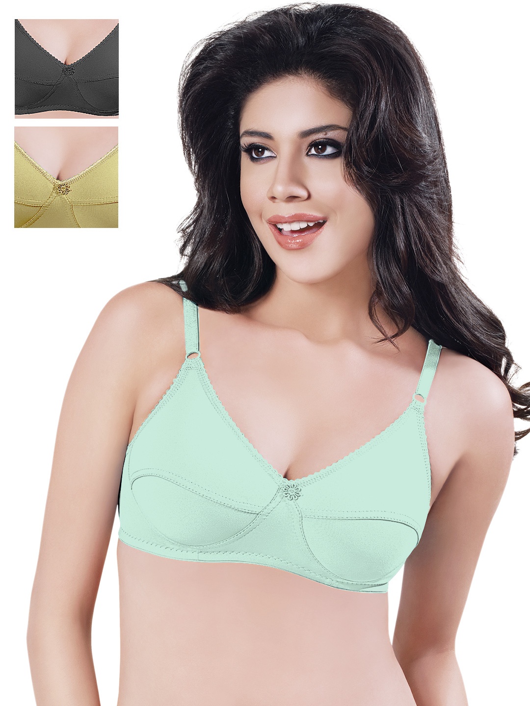 

Sonari Pack of 3 Full-Coverage Bras, Black