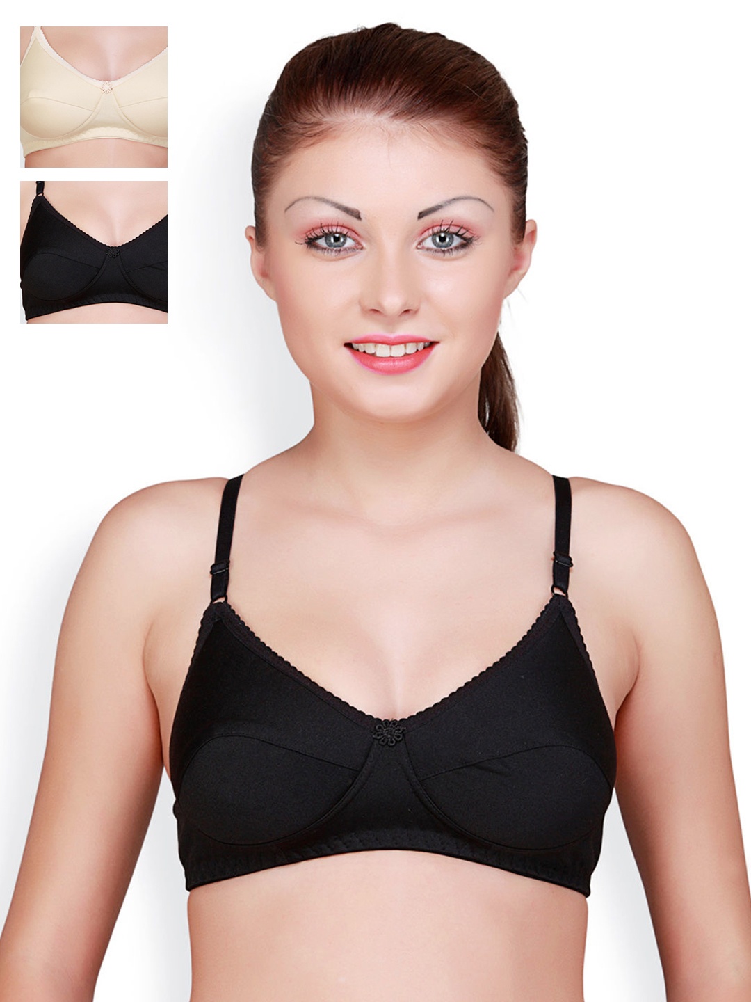 

Floret Pack of 3 Full Coverage Bras, Black