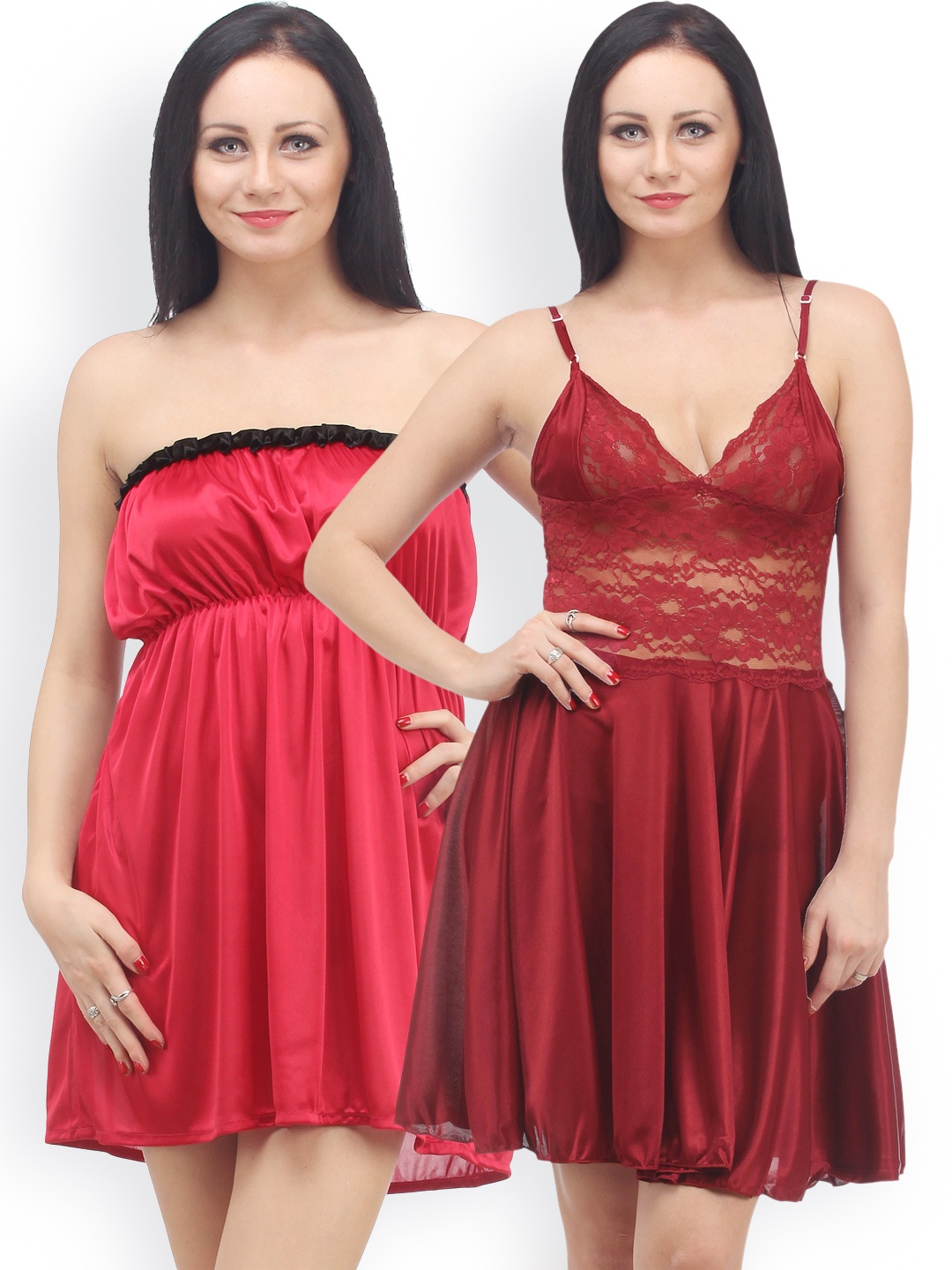 

Klamotten Pack of 2 Nightdresses N64-X07, Red