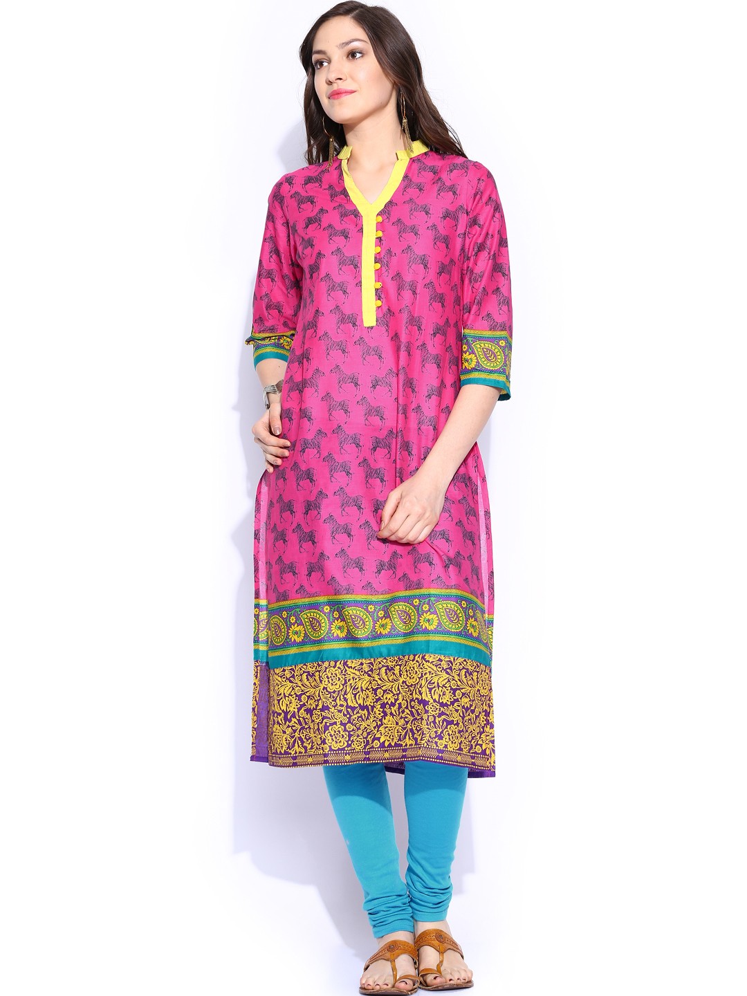 

Vishudh Women Pink Printed Kurta