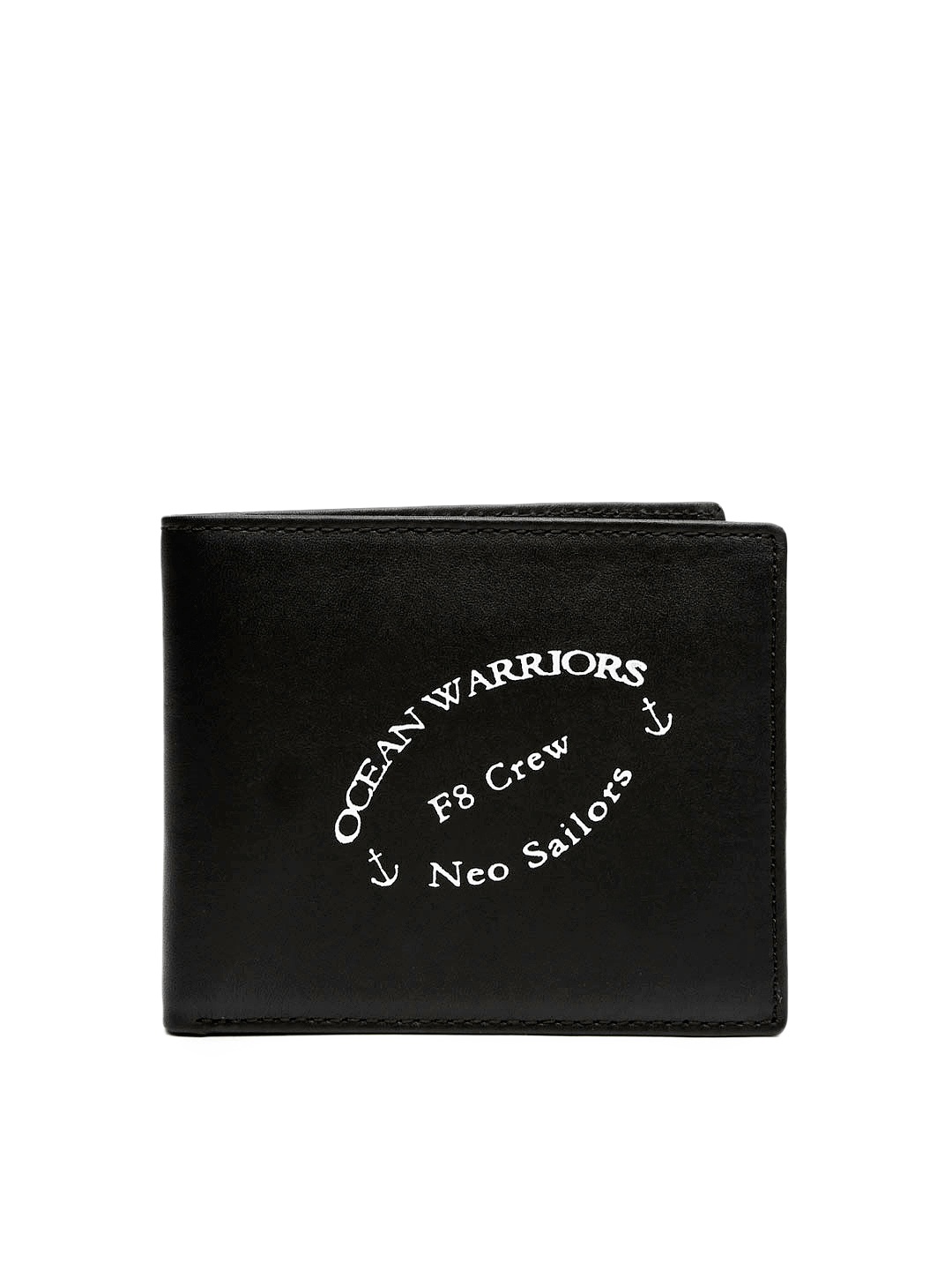 

Flying Machine Men Black Printed Leather Wallet