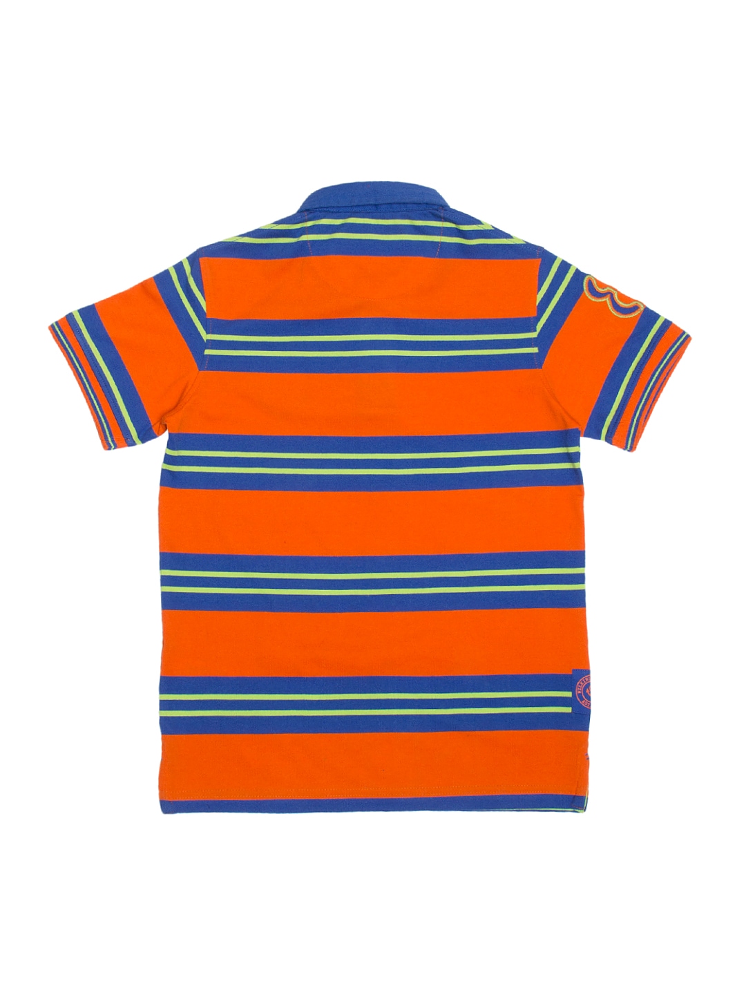 Myntra Wilkins & Tuscany Boys Orange & Blue Striped Polo T-shirt 787629 ...