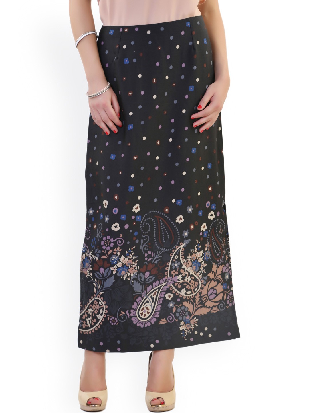 

Belle Fille Black Printed Maxi Skirt