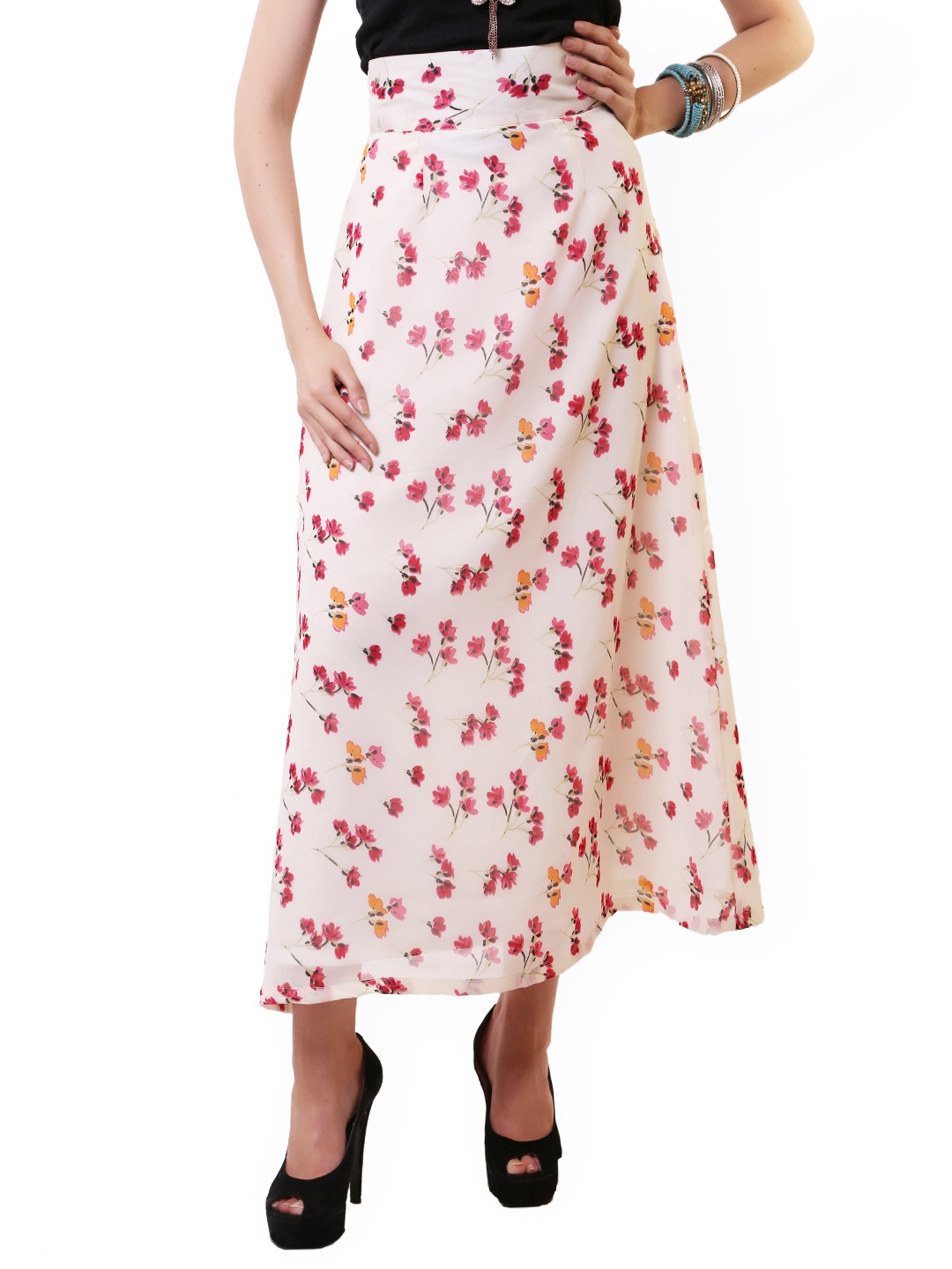 

Belle Fille Off-White Printed Maxi Skirt