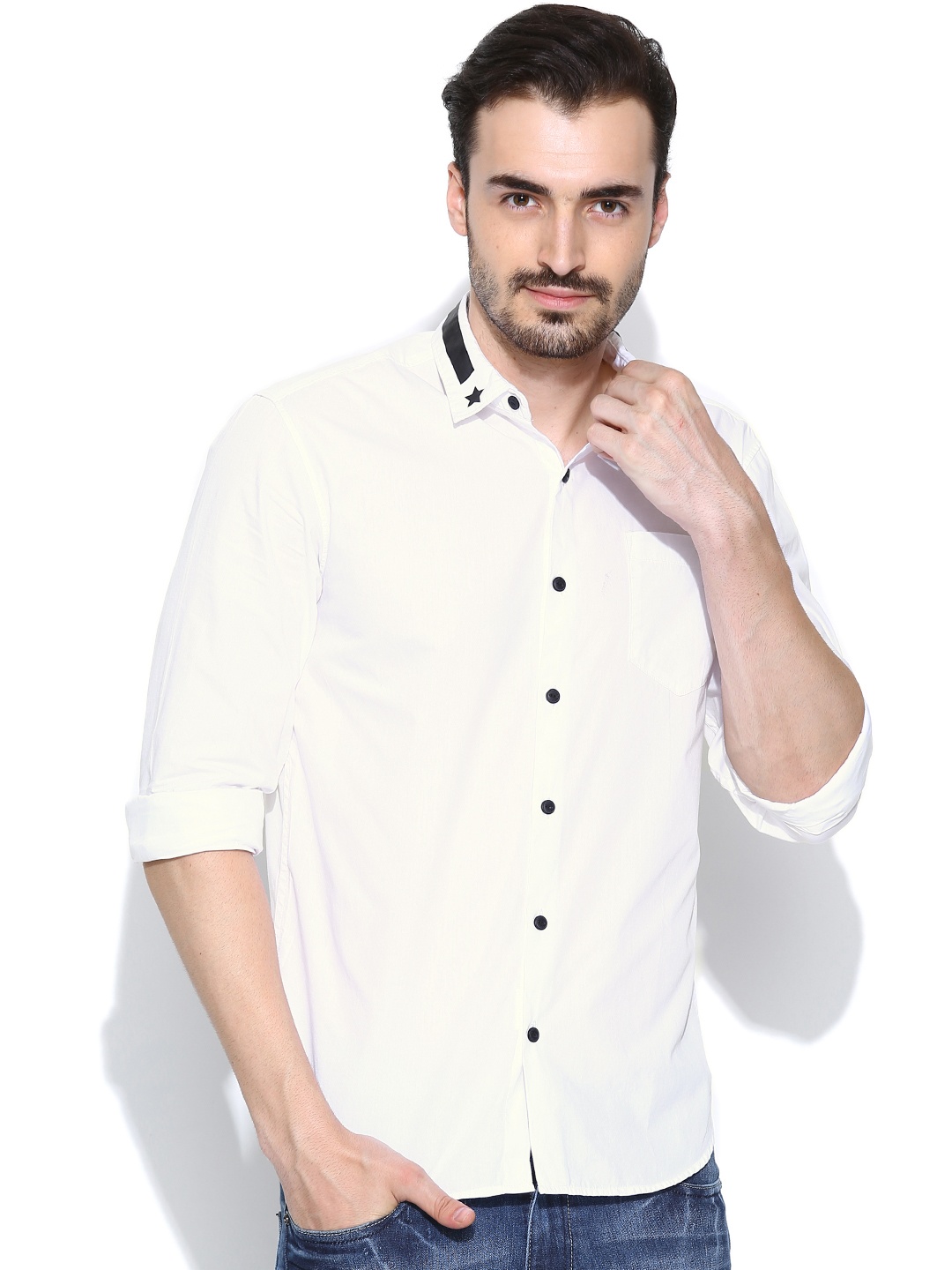 

Locomotive White Slim Fit Casual Shirt